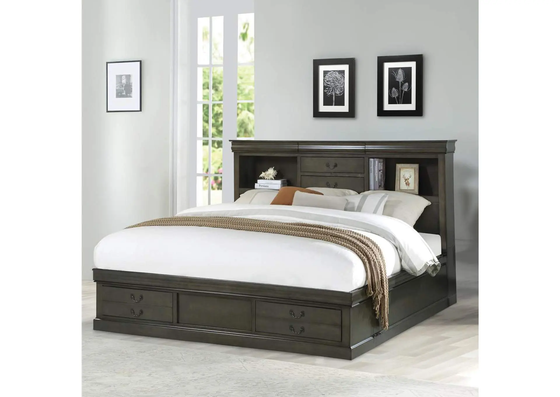 Louis Philippe Iii Queen Bed with Storage