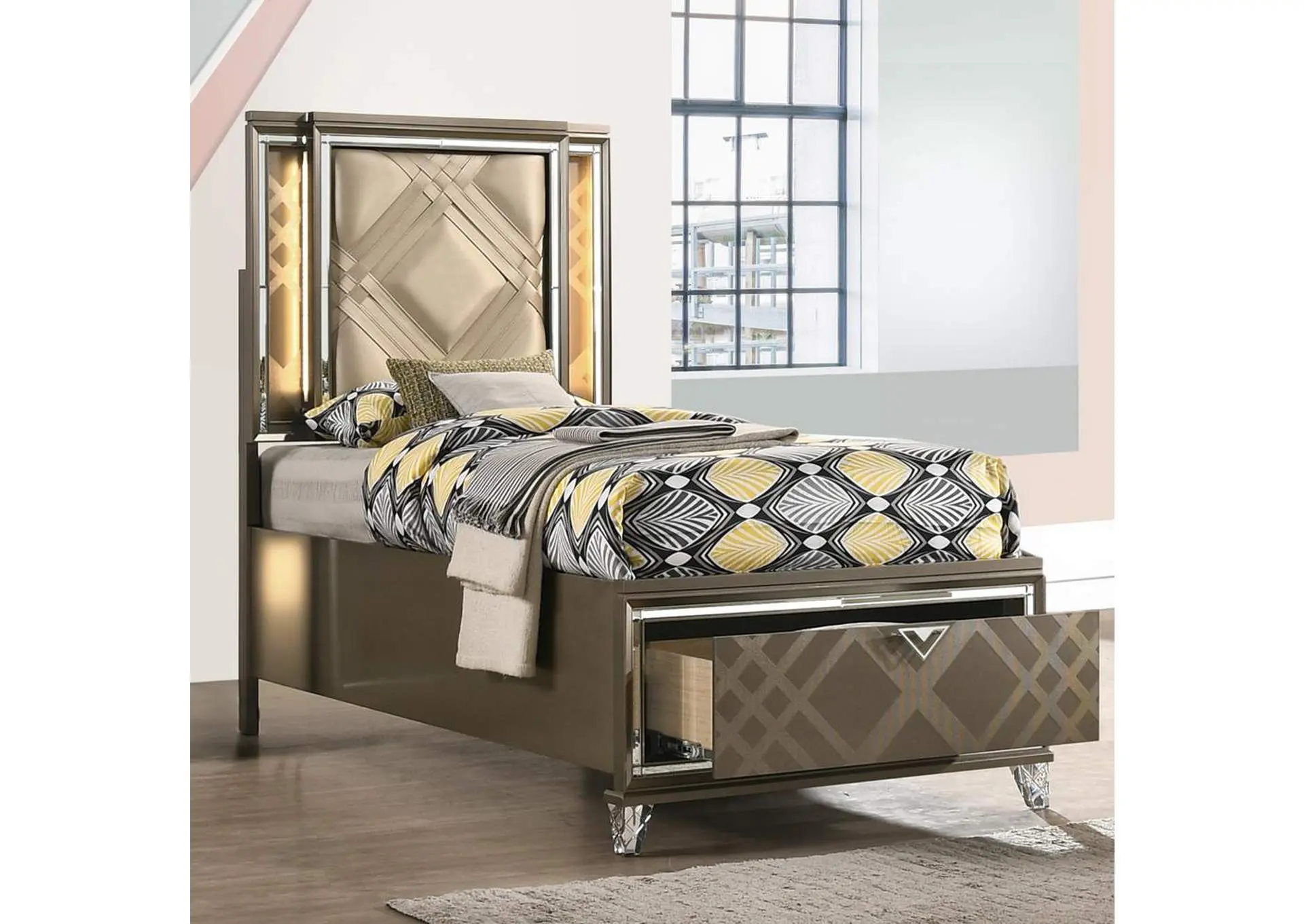 Skylar Full Bed with Led and Storage