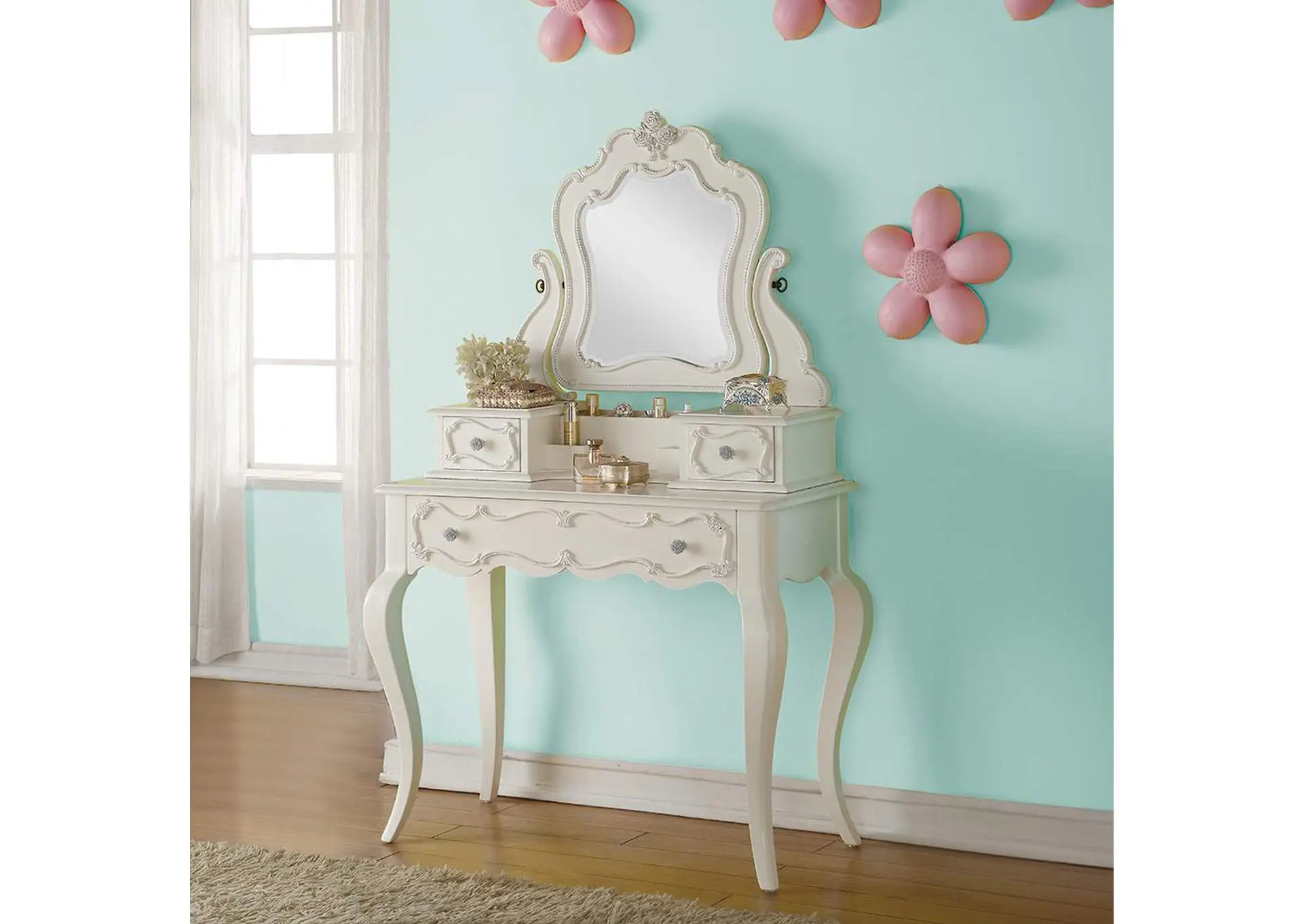 Edalene Vanity Desk with Mirror
