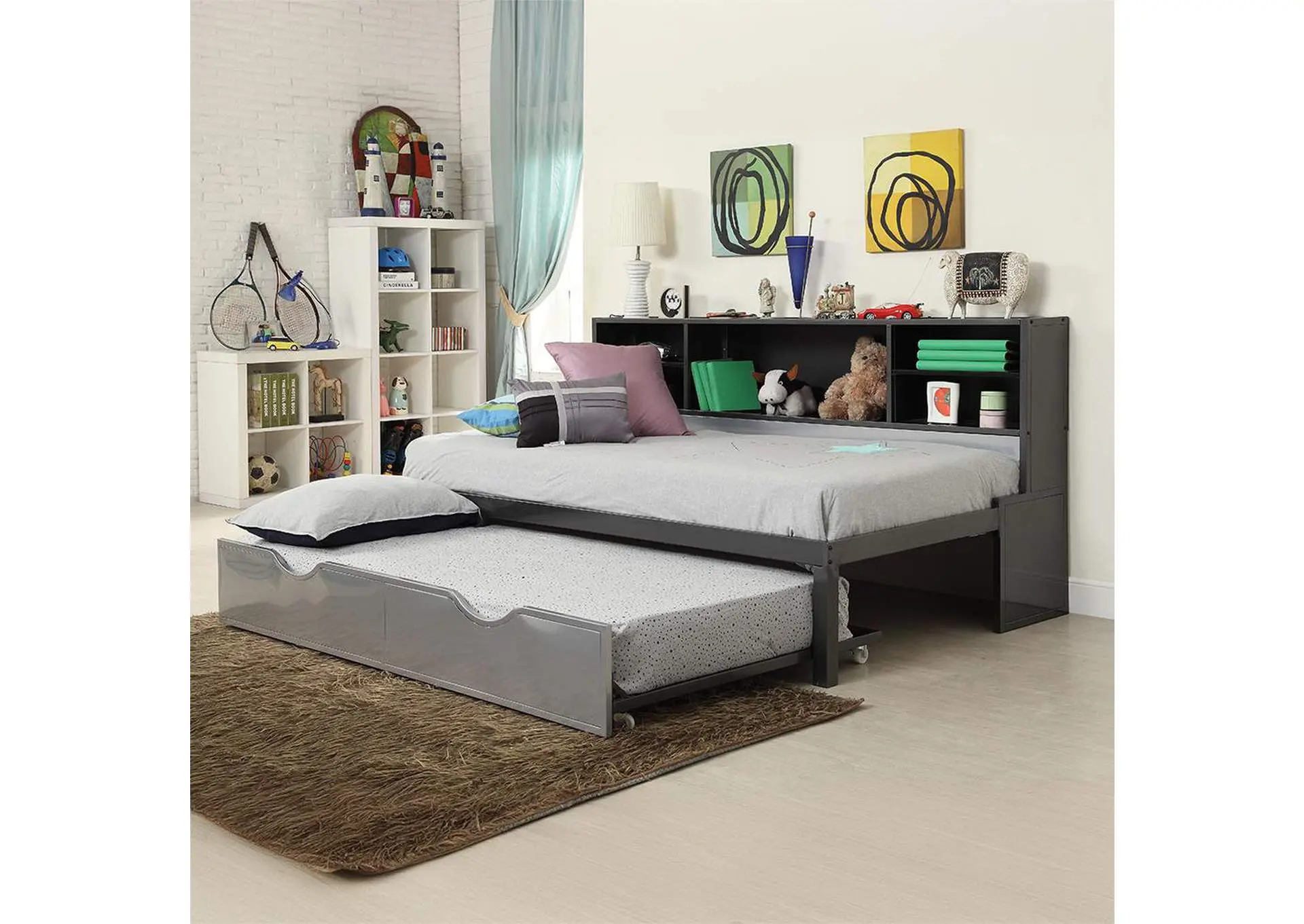 Renell Twin Bed with Trundle and Storage