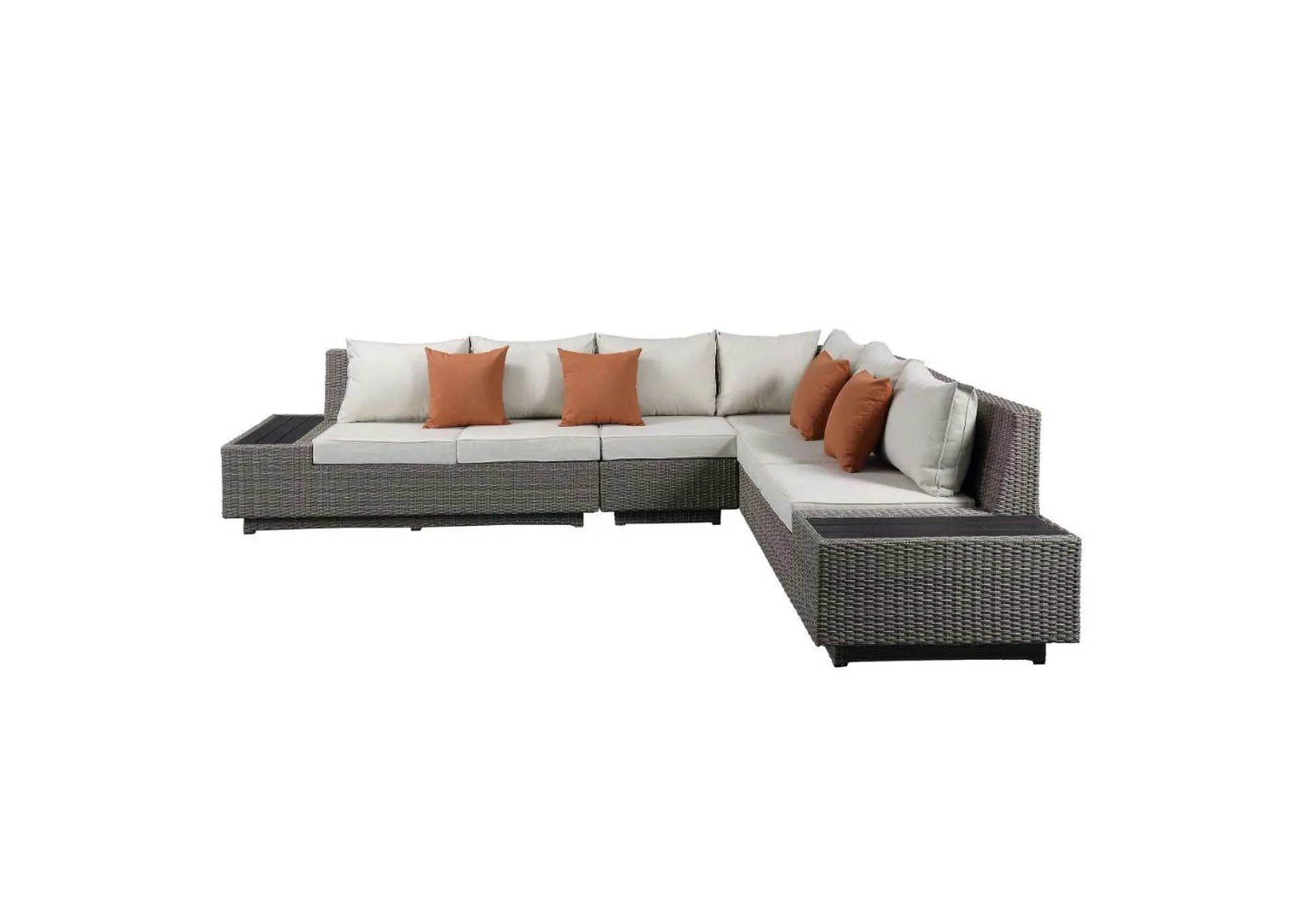 Salena Patio Sectional Sofa with 4 Pillows and Coffee Table — view 3