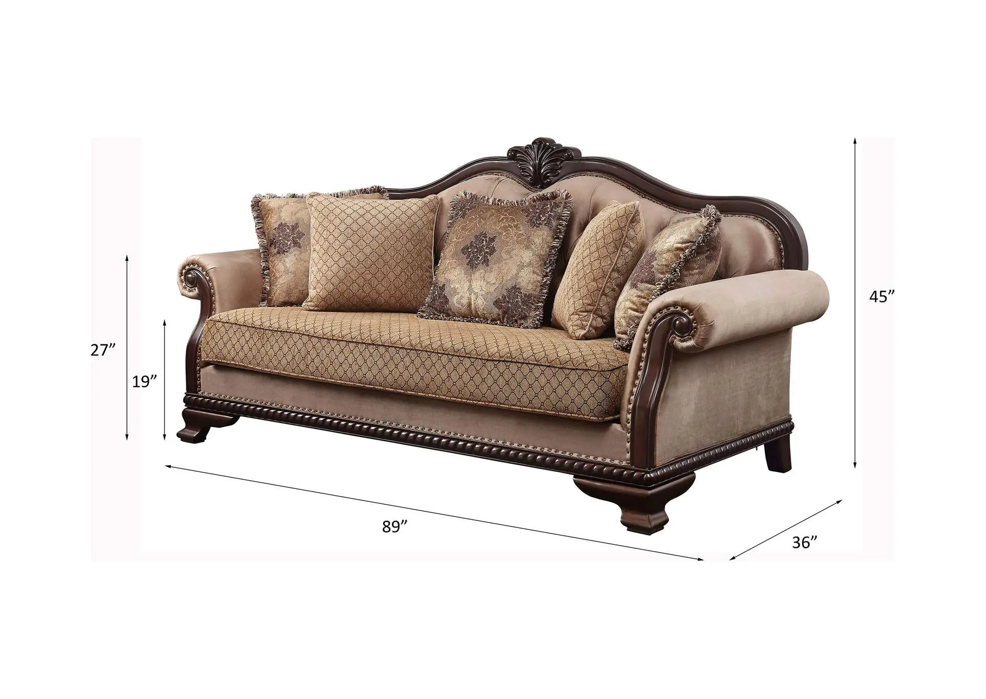Chateau De Ville Sofa with 5 Pillows - Same Lv01588