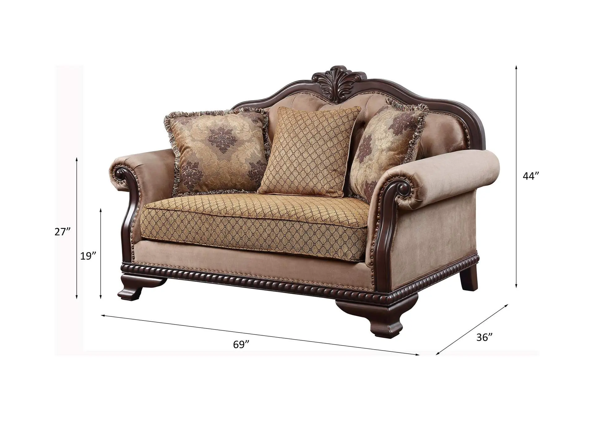 Chateau De Ville Loveseat with 3 Pillows - Same Lv01589