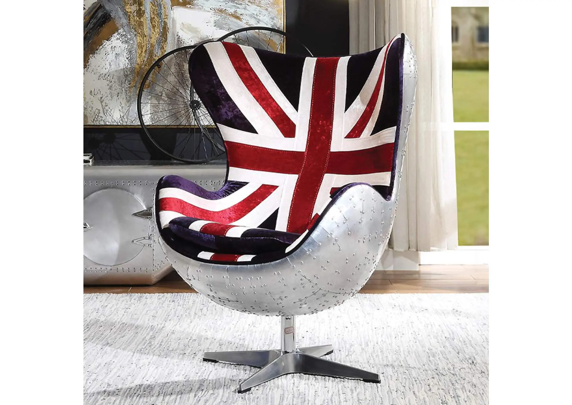 Brancaster British Flag Accent Chair with Swivel