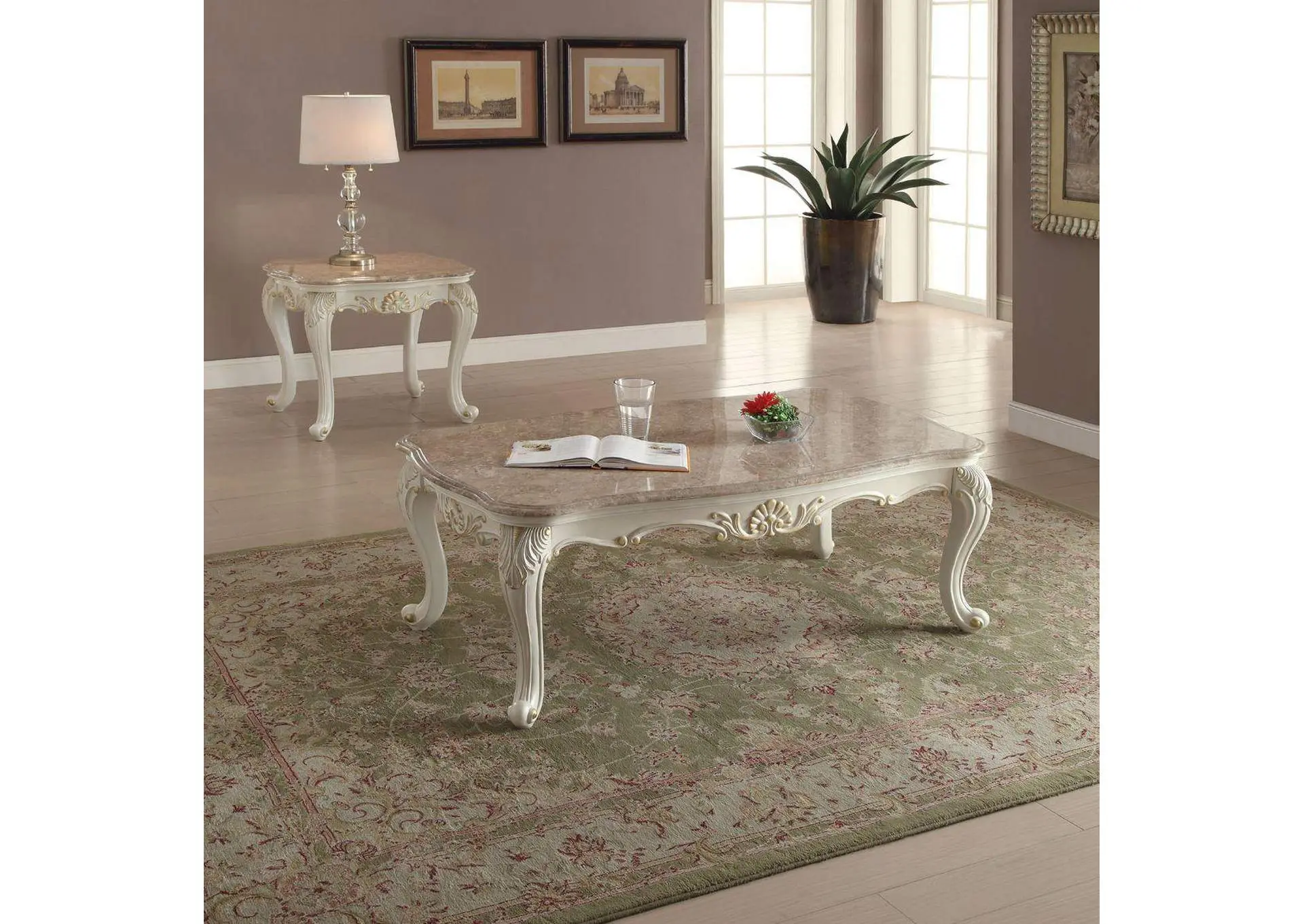 Chantelle Coffee Table with Marble Top