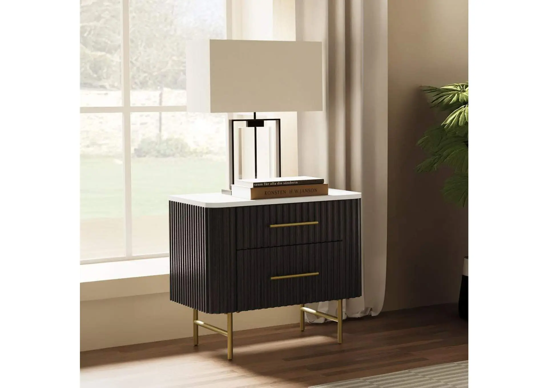 Clayten Nightstand with Marble Top