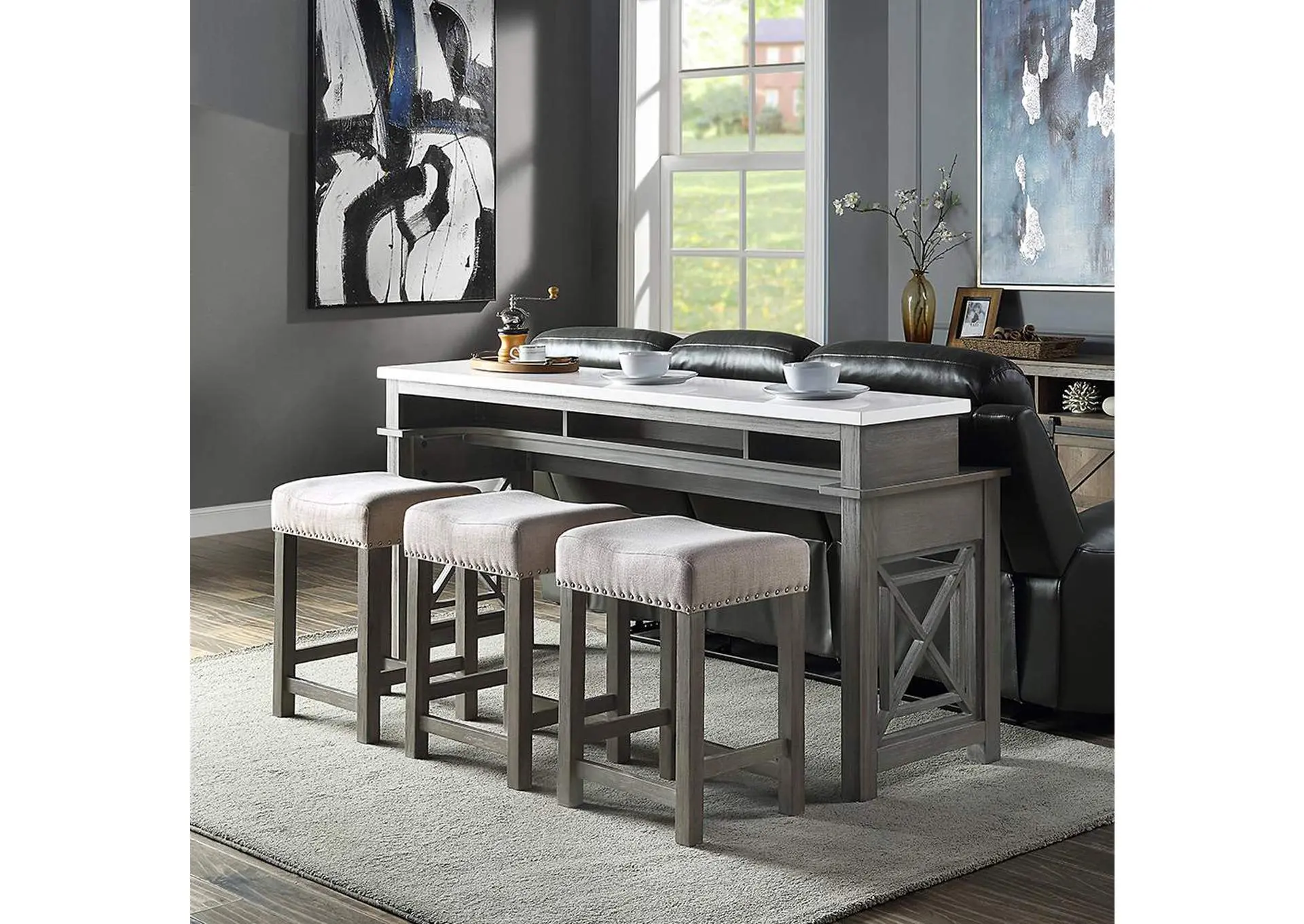 Wandella 4Pc Pack Counter Height Table Set with USB
