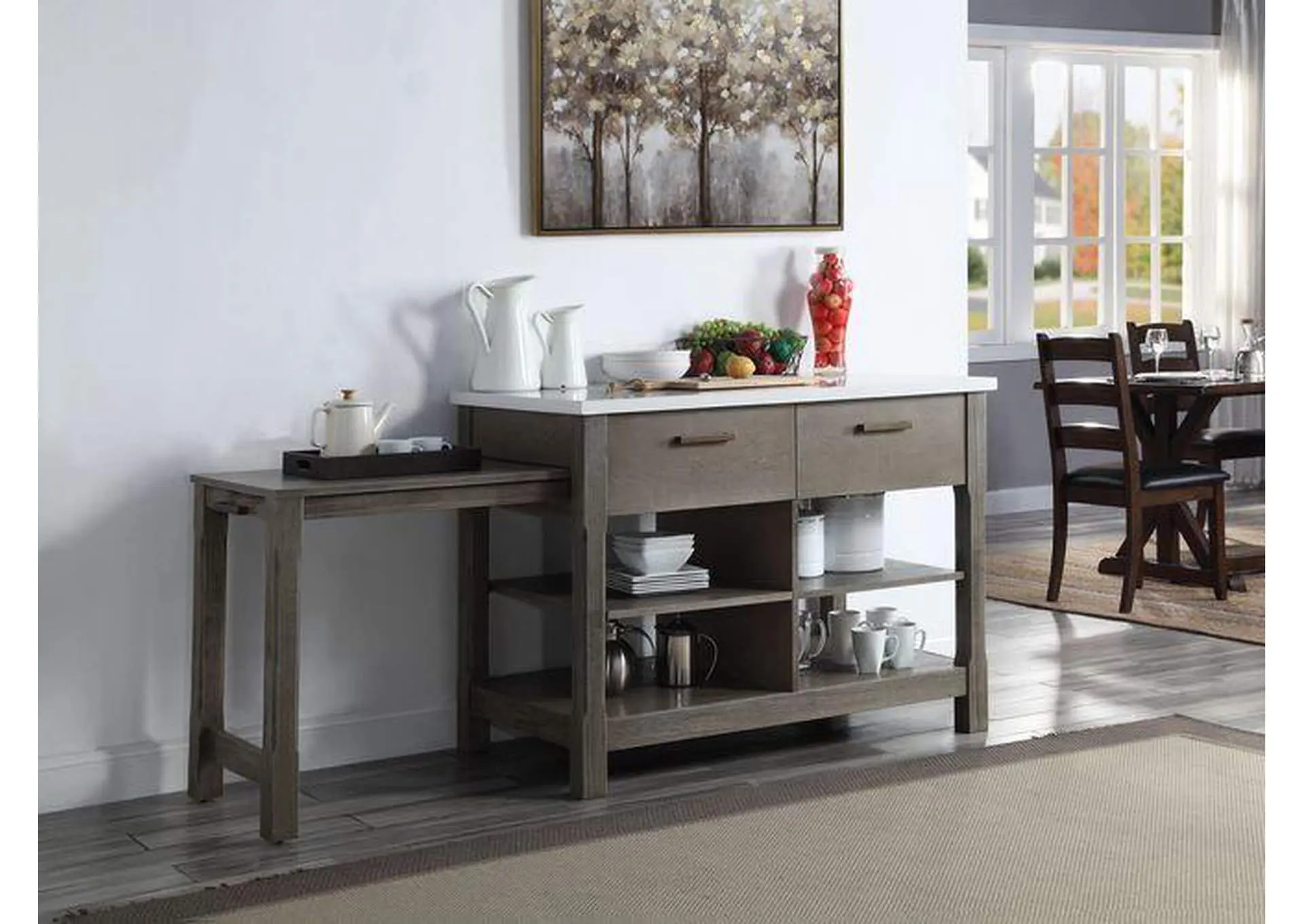 Feivel Kitchen Island with Pull Out Table