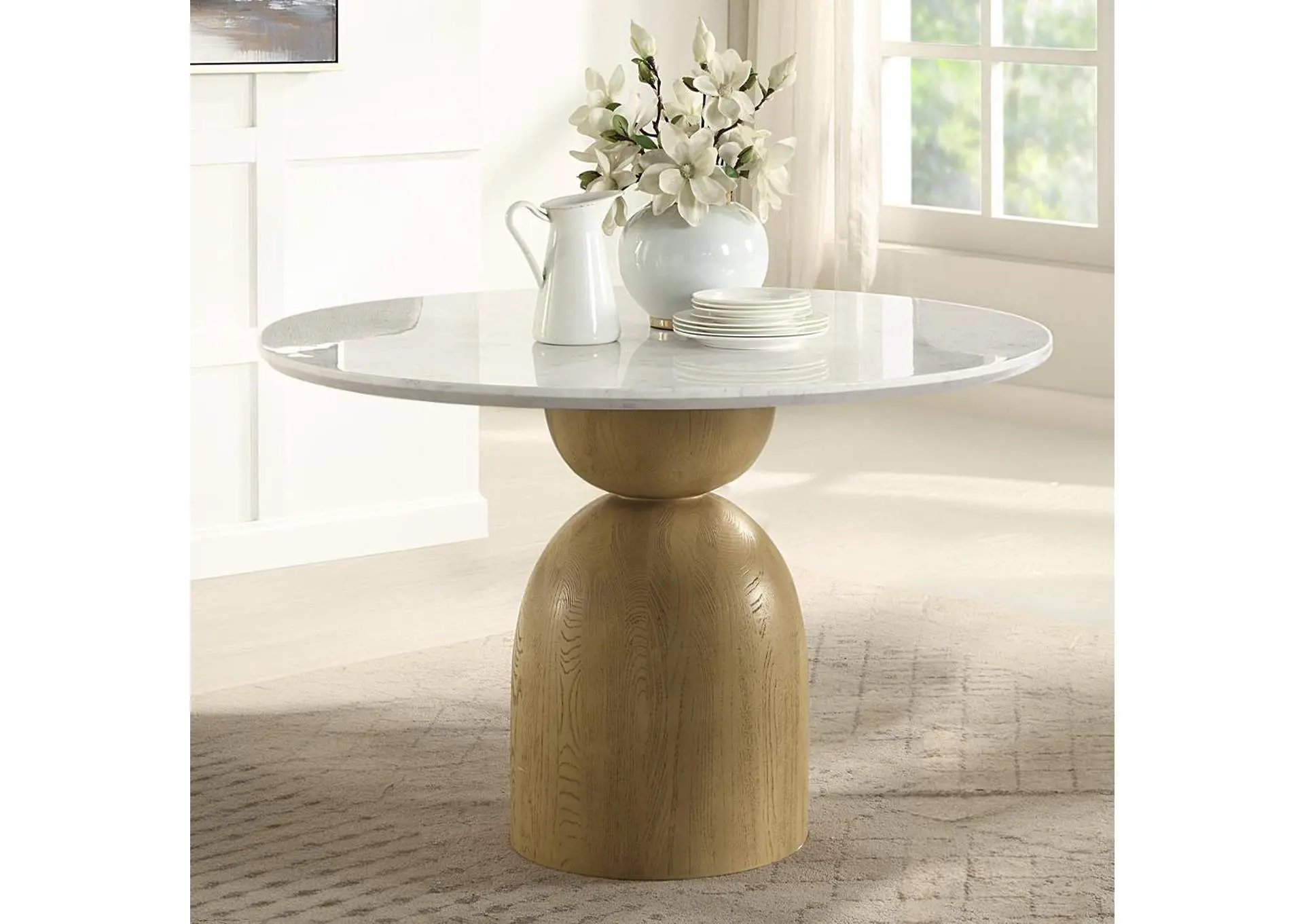 Kala Round Dining Table with Marble Top