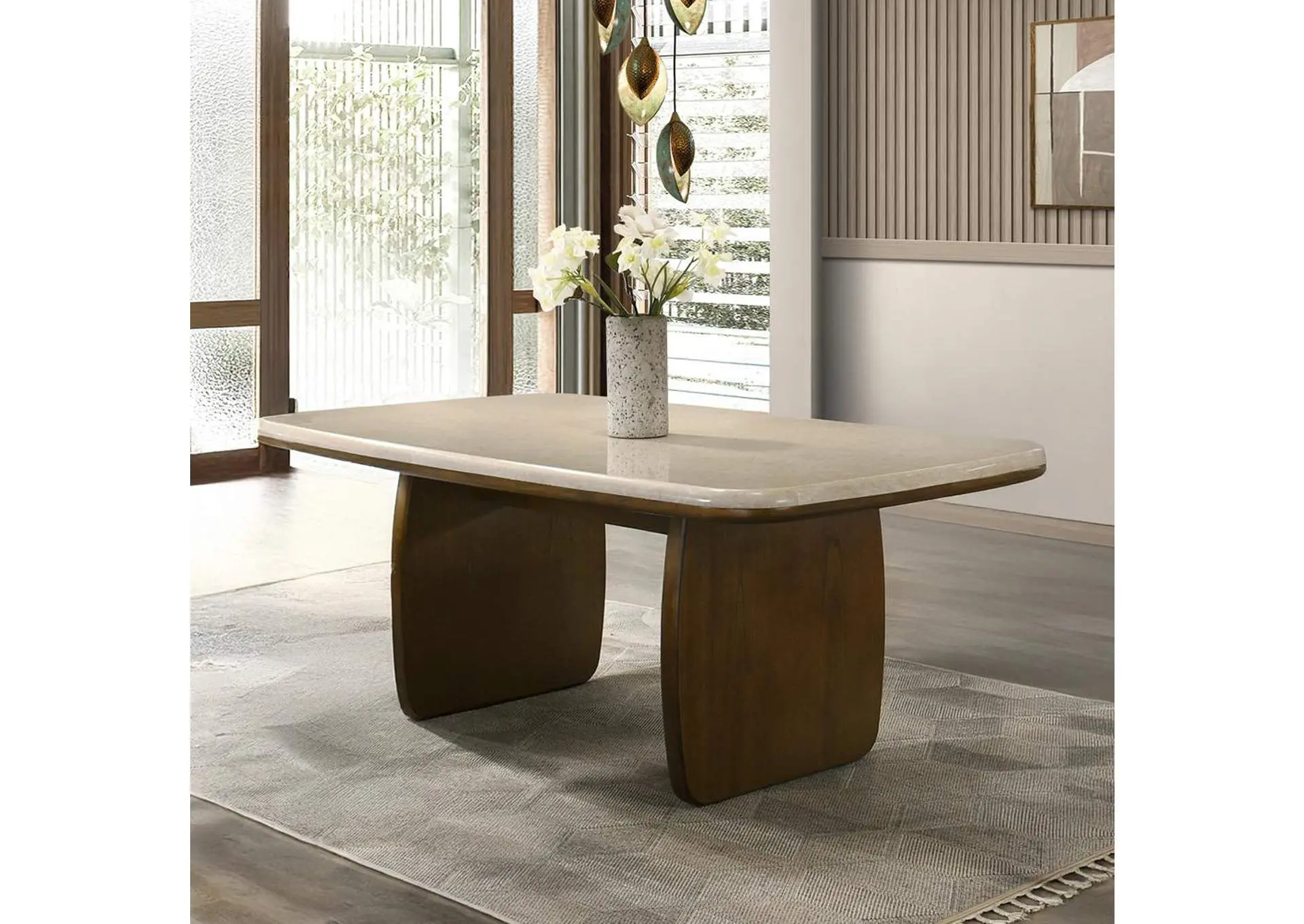 Kasha Dining Table with Natural Marble Top