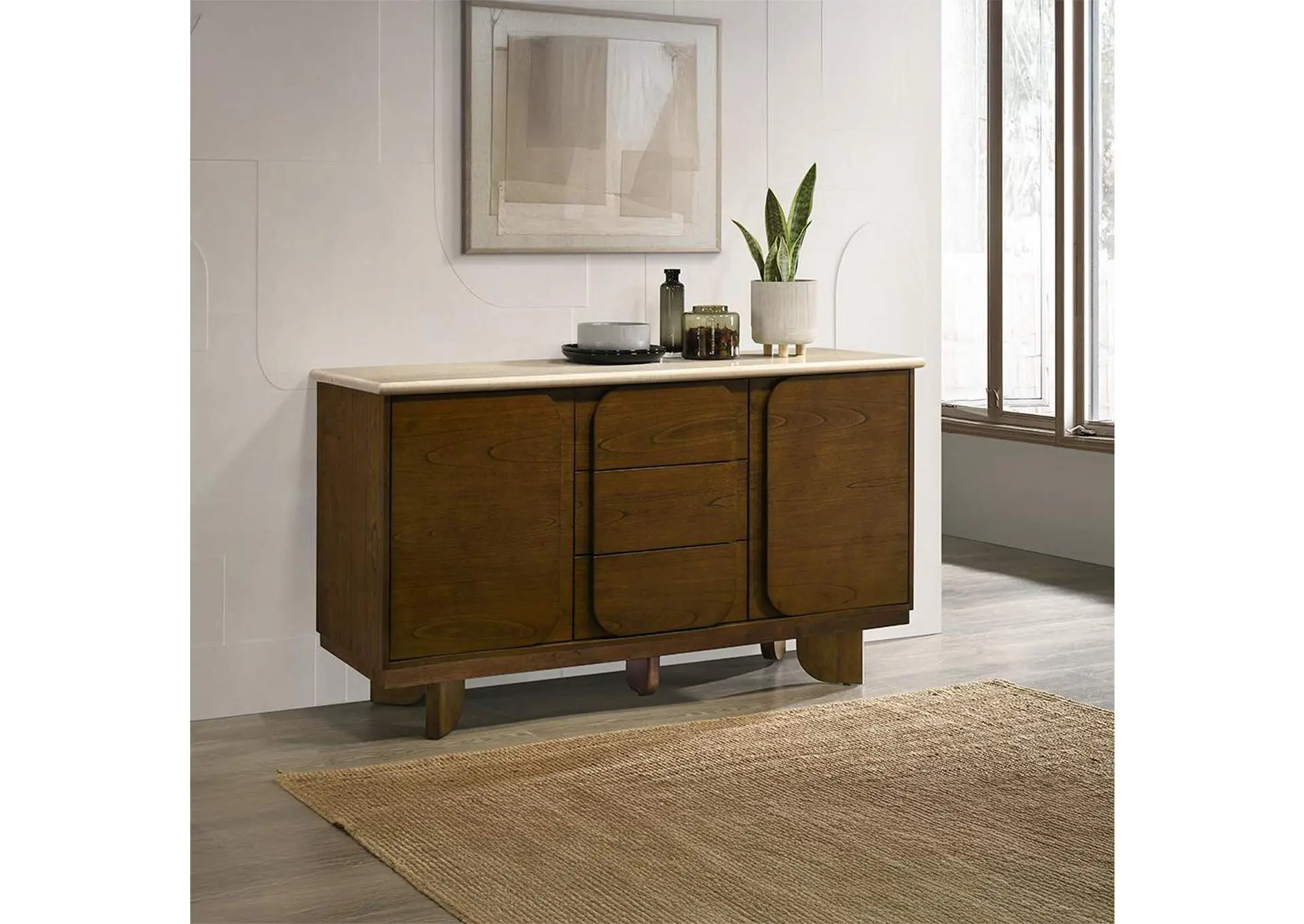Kasha Server with Natural Marble Top