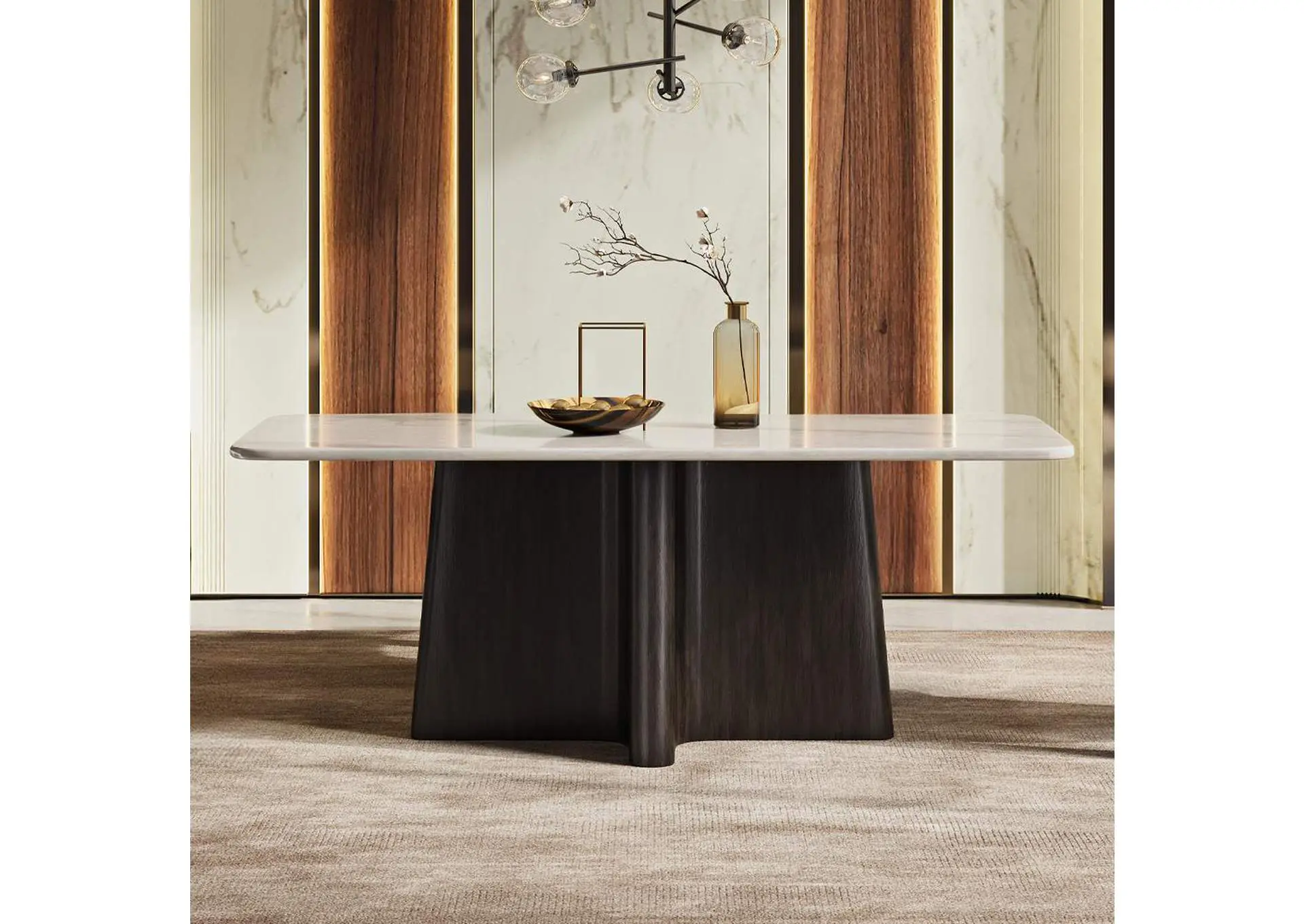 Jacory Dining Table with Bottocino Marble Top