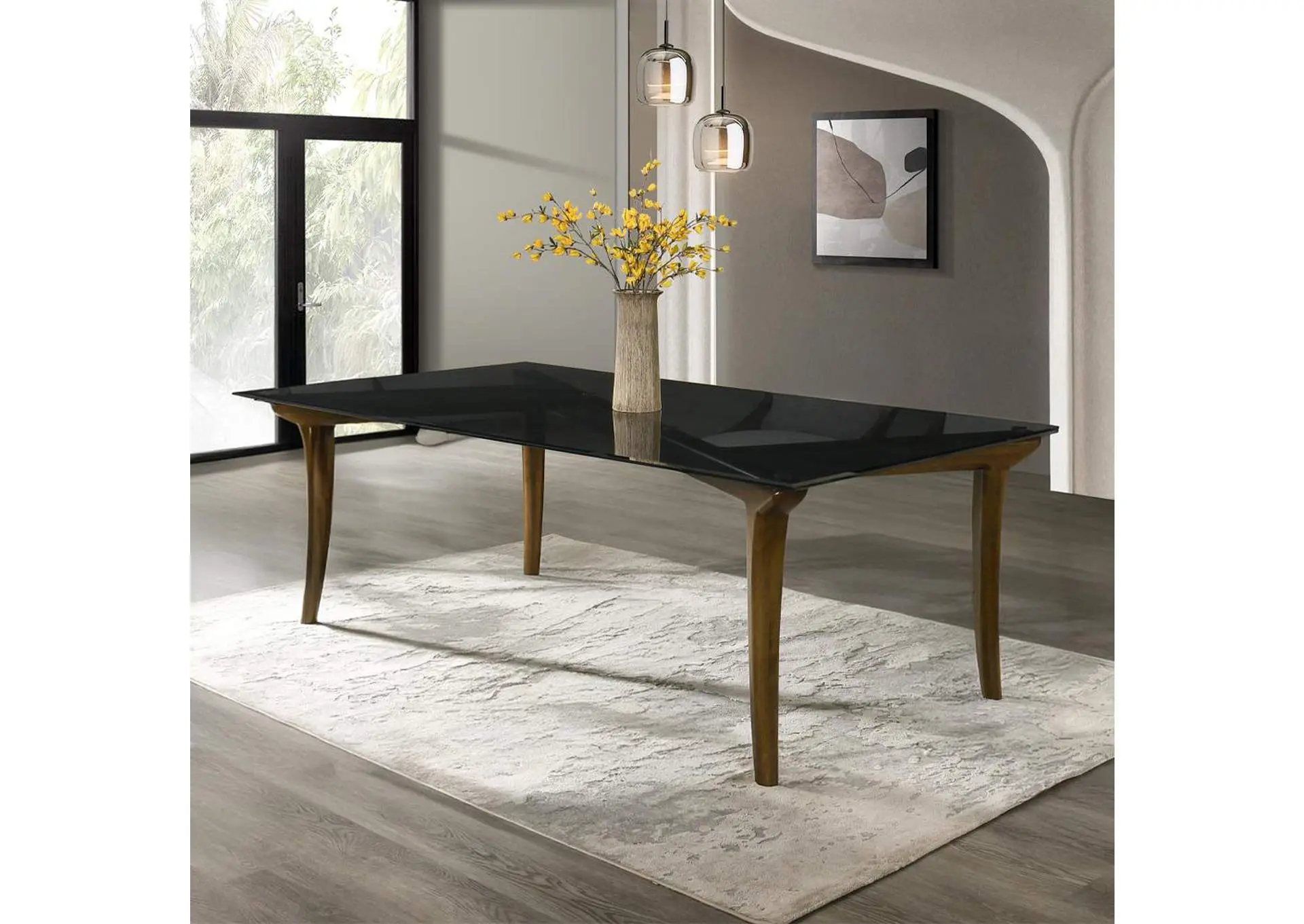 Danzel Dining Table with Glasss Top