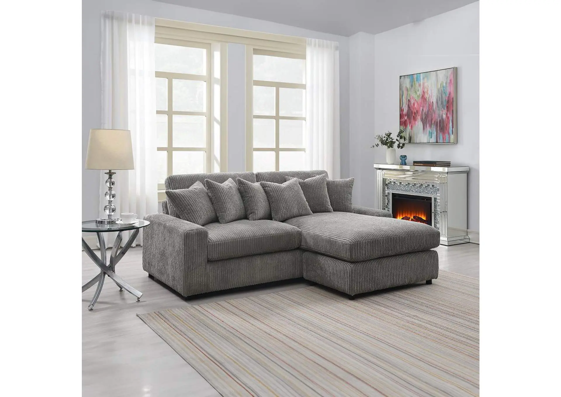 Tavia Reversible Sectional Sofa with 6 Pillows