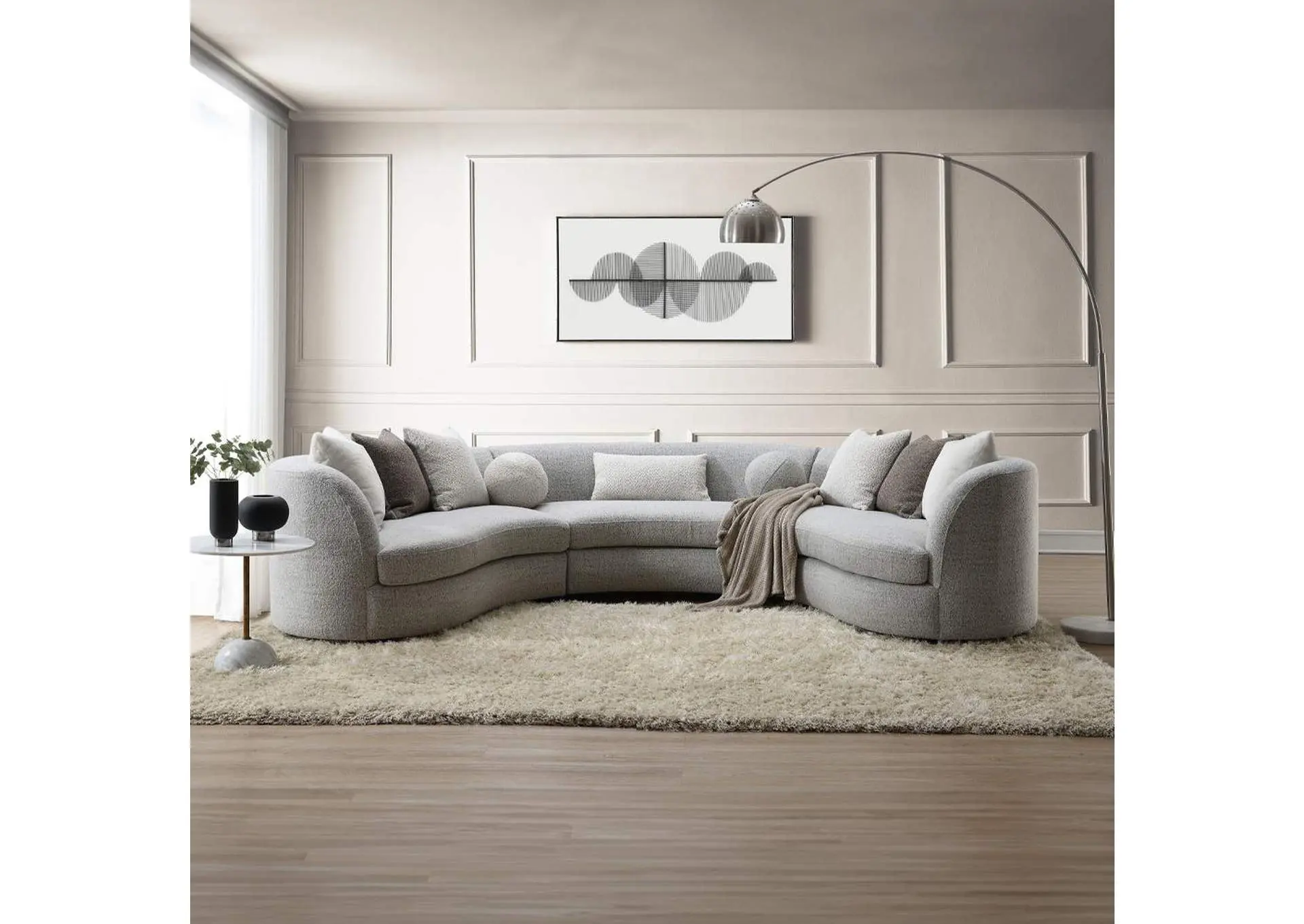 Ivria Sectional Sofa with 9 Pillows