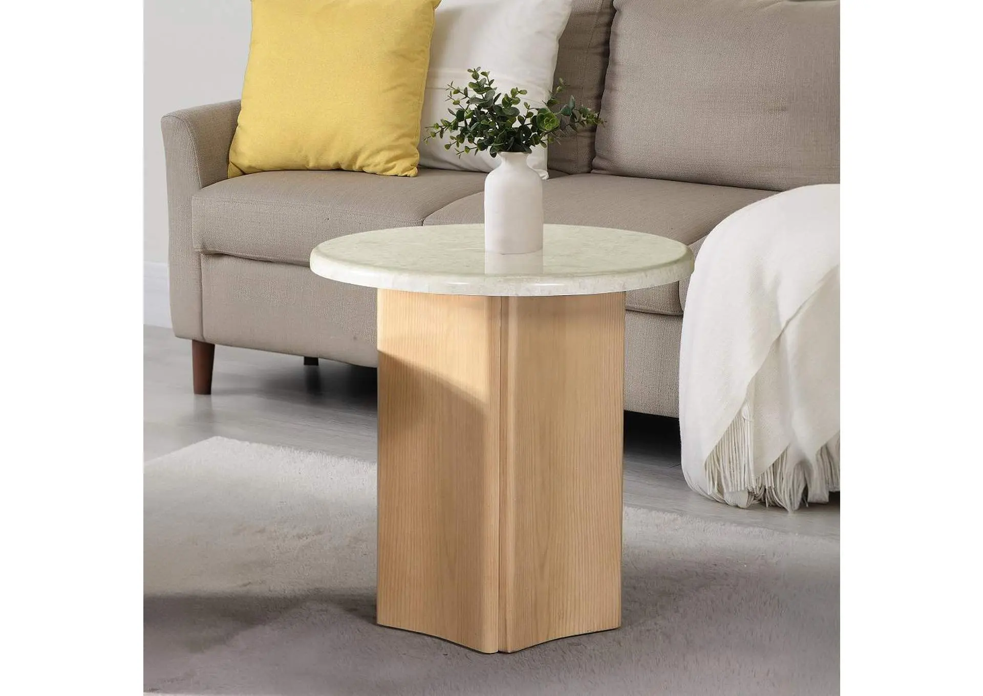 Qwin End Table with Marble Top