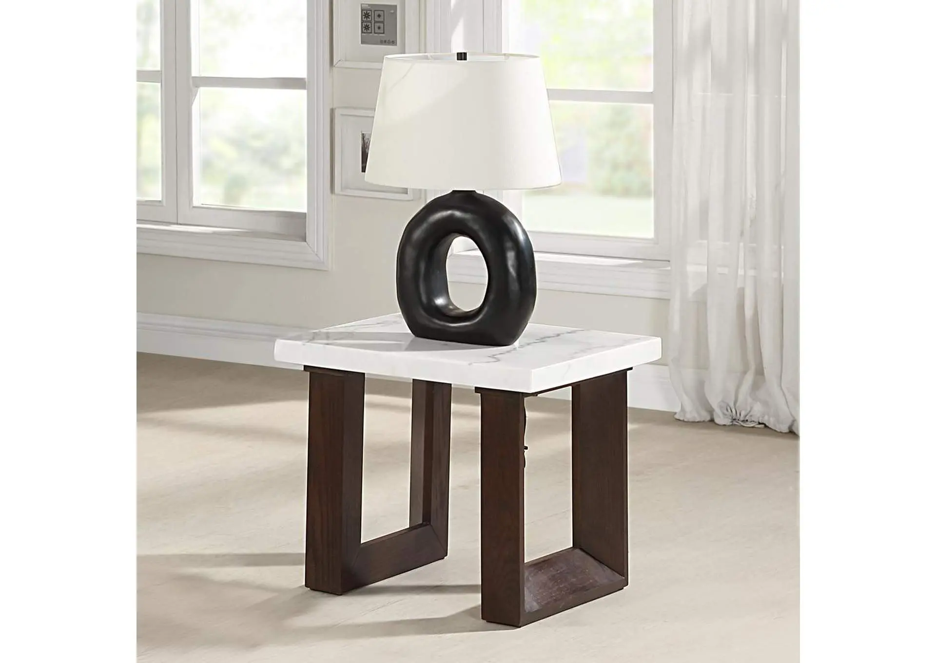 Edwyn End Table with Marble Top