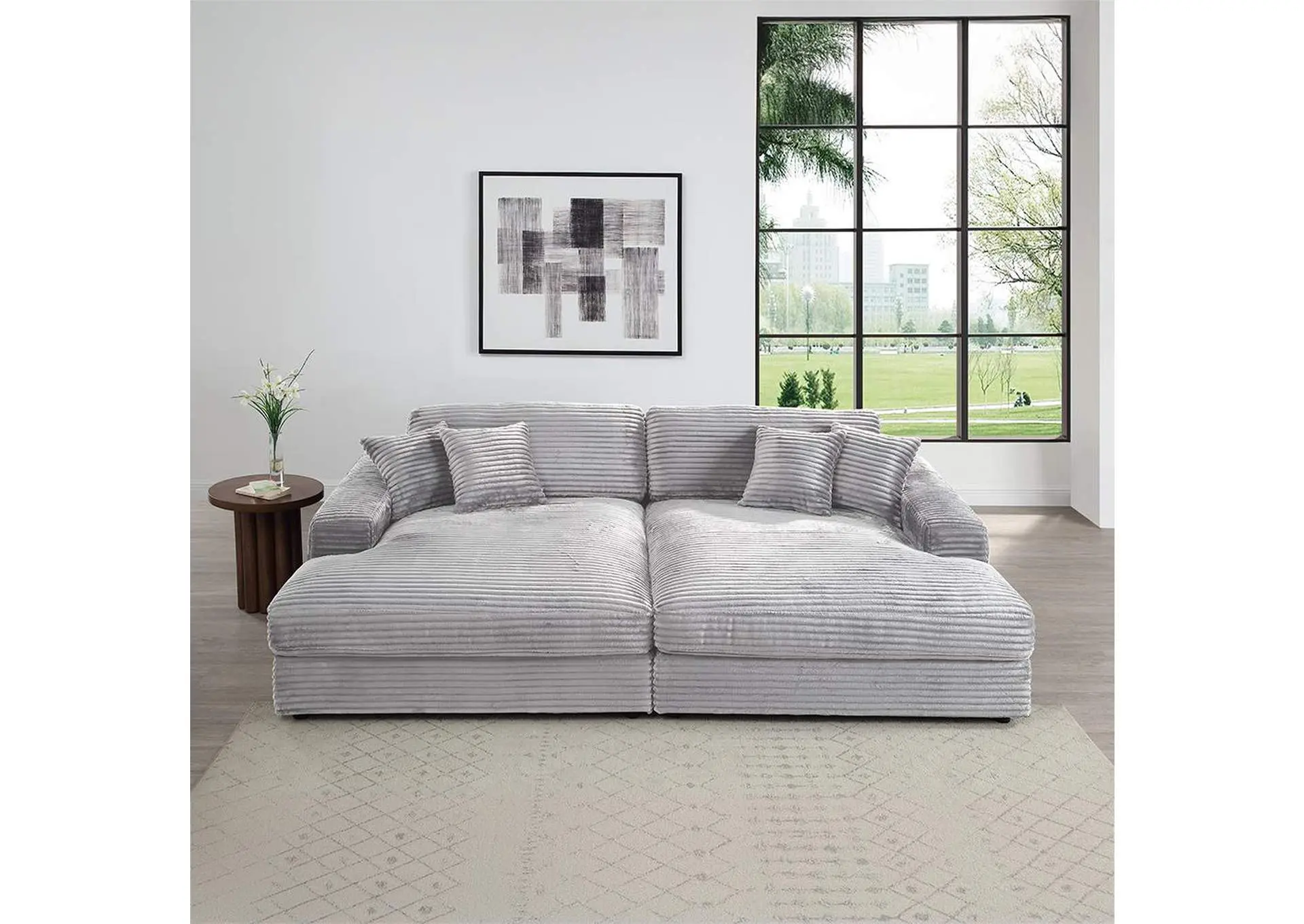 Hilde Sectional Sofa with 4 Pillows