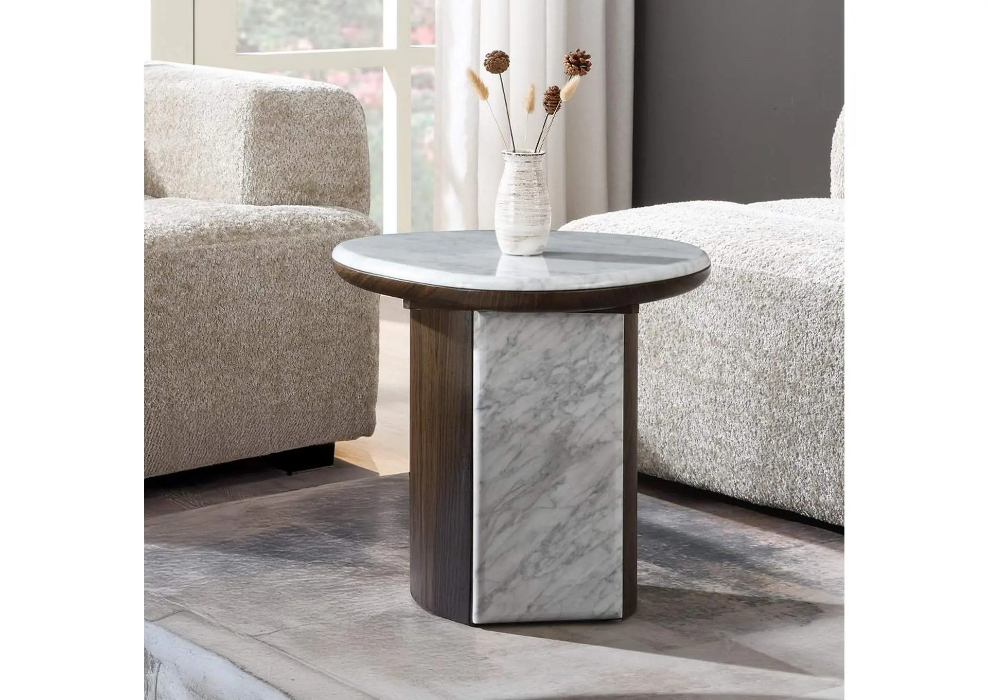 Haidar End Table with Natural Marble