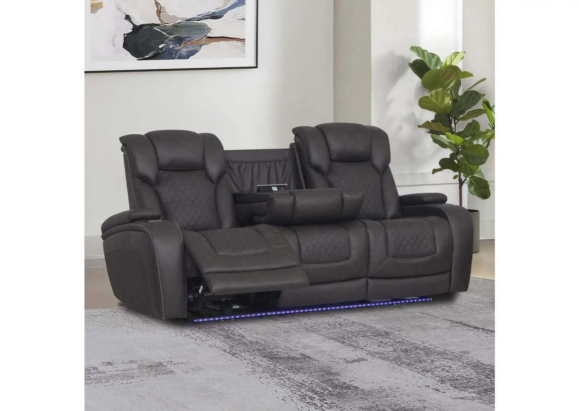 Wendell Power Motion Sofa with Dropdown Table, Storage, USB and Led