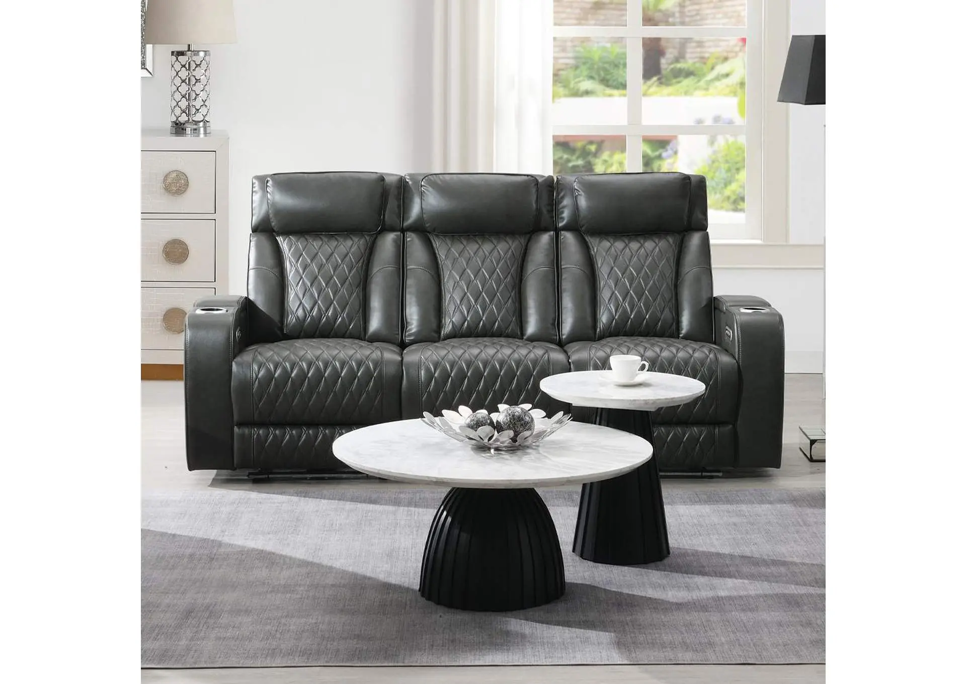 Taddeo Power Motion Sofa with Power Headrest, USB, Wireless Charger, Led and Reading Light