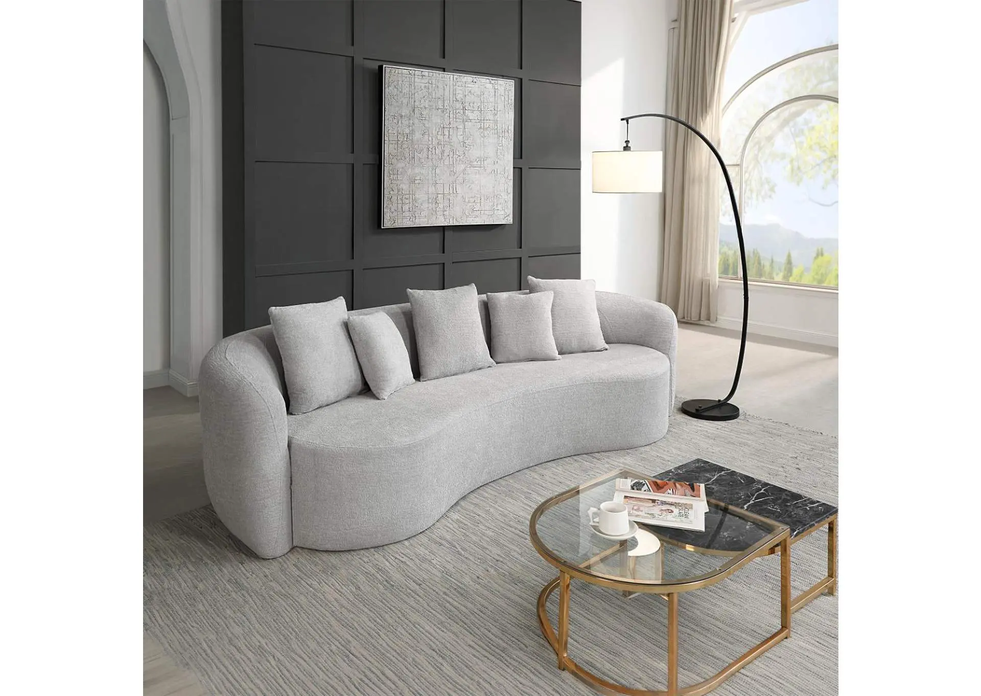 Barasa Oversized Compressed Sofa with 5 Pillows