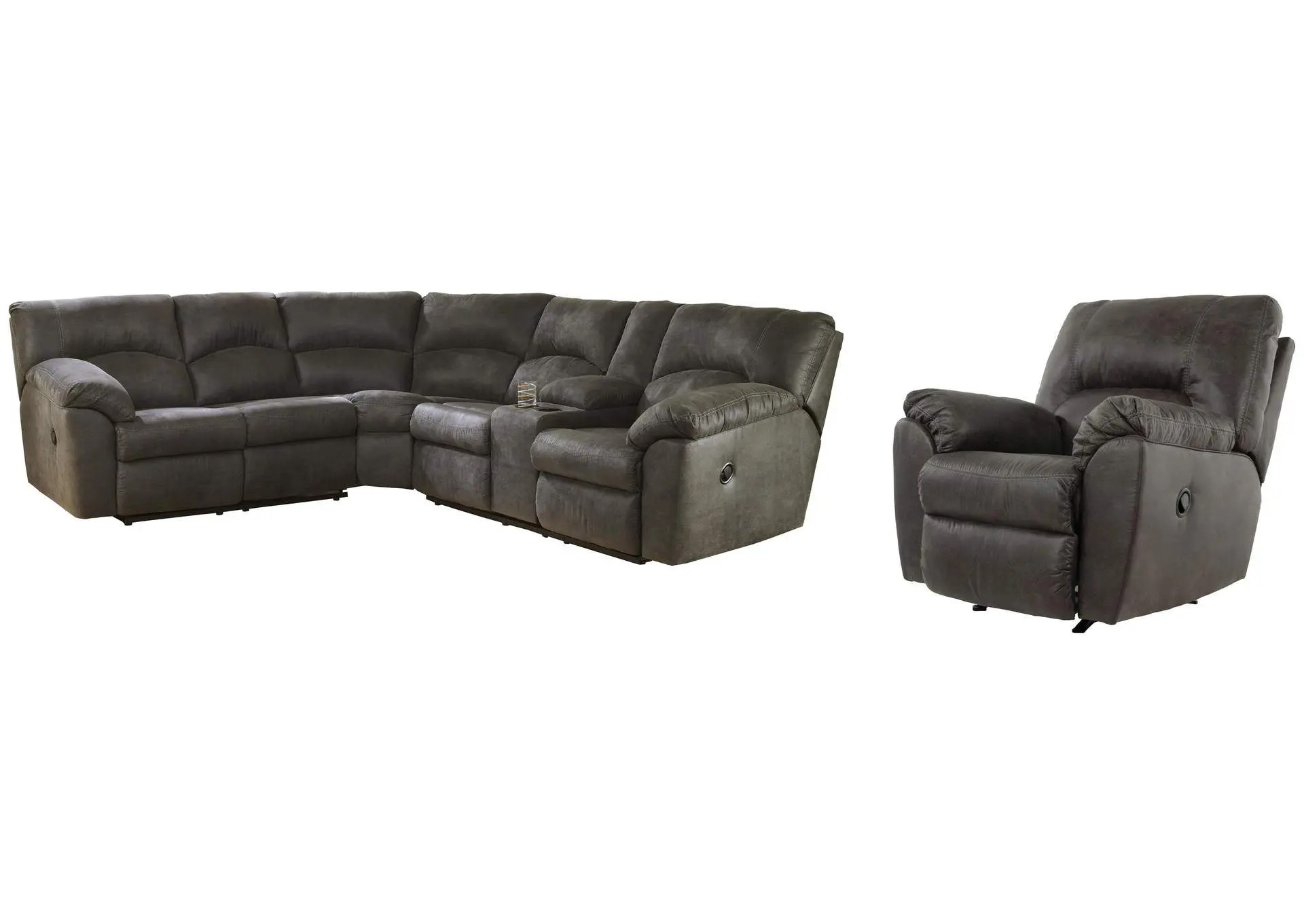 Tambo 2-Piece Reclining Sectional with Recliner Set
