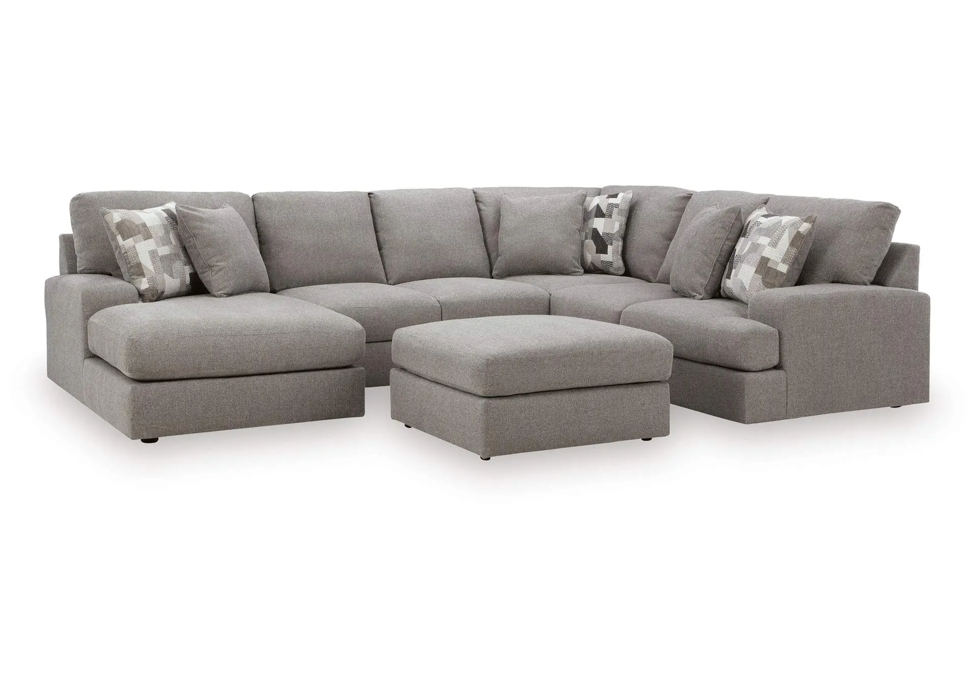 Lindon 3-Piece Sectional with Chaise and Oversized Accent Ottoman