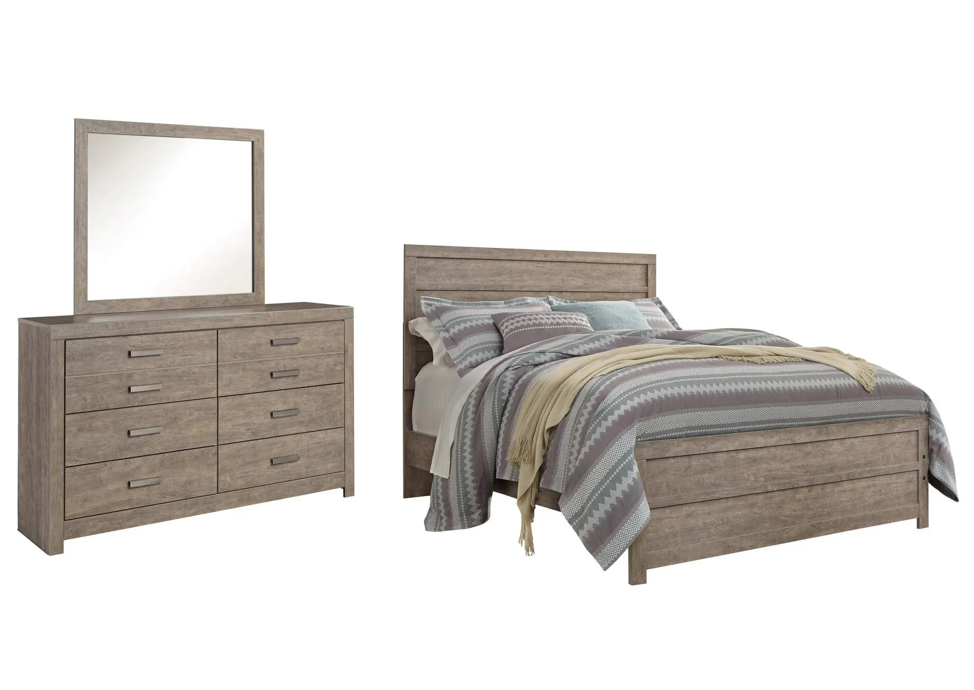 Culverbach Queen Panel Bed with Mirrored Dresser