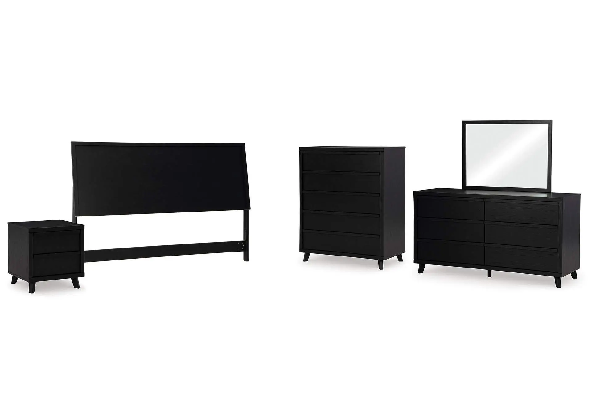 Danziar King Panel Headboard, Dresser, Mirror, Chest and Nightstand