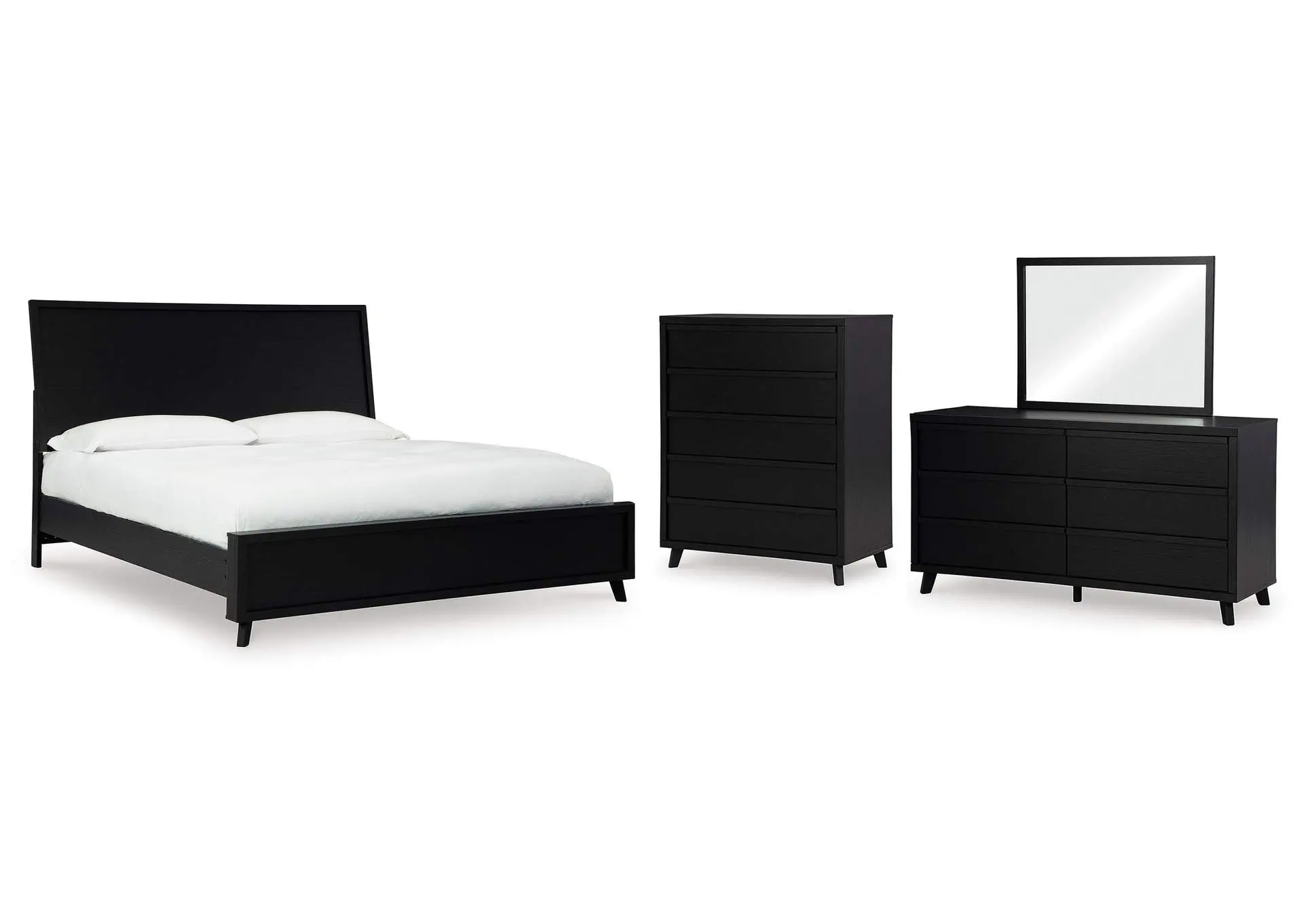 Danziar King Panel Bed, Dresser, Mirror and Chest