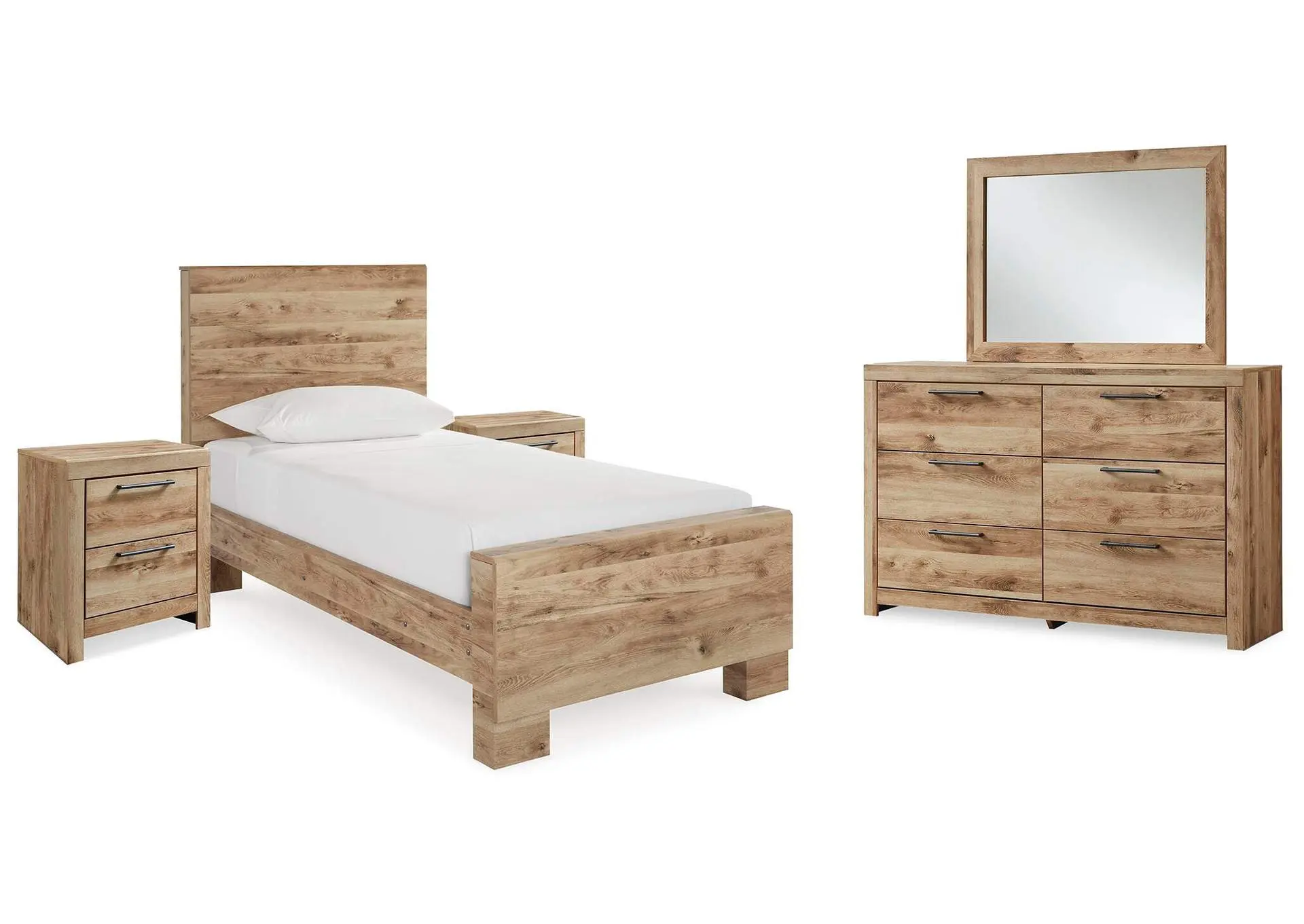 Hyanna Twin Panel Bed, Dresser, Mirror and 2 Nightstands