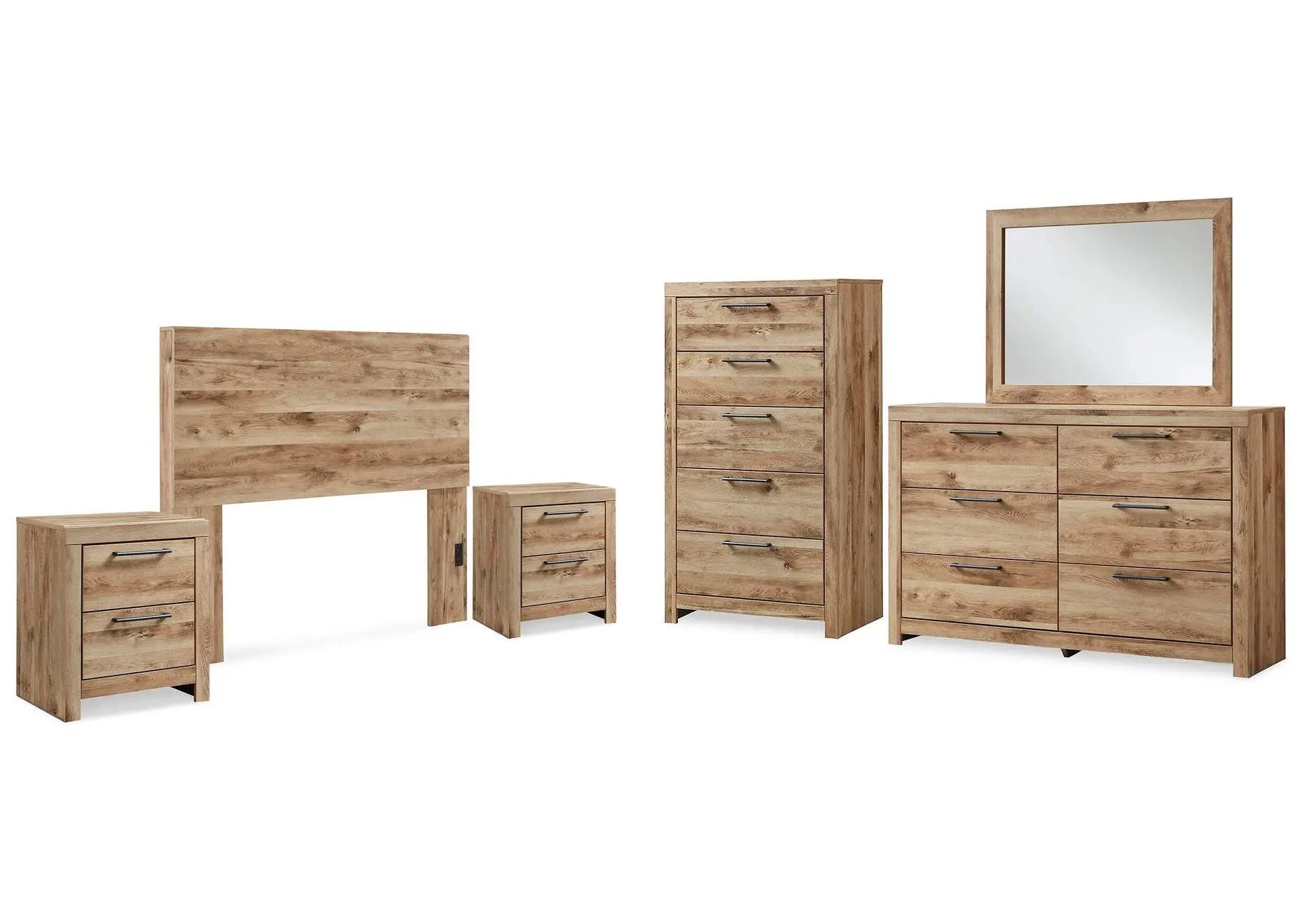 Hyanna Full Panel Headboard, Dresser, Mirror, Chest and 2 Nightstands