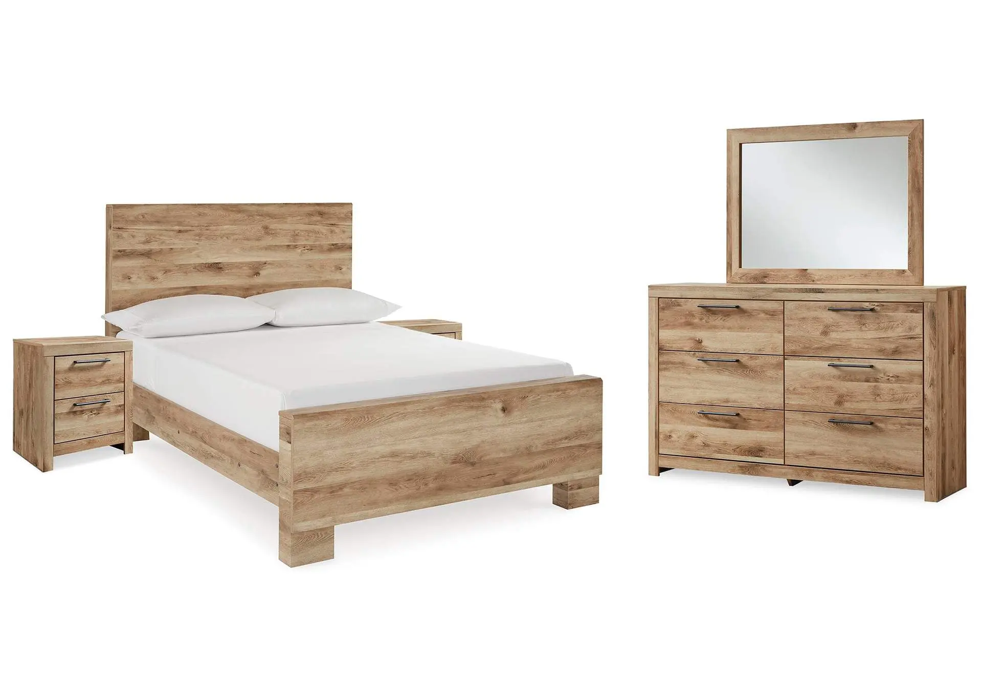 Hyanna Full Panel Bed, Dresser, Mirror and 2 Nightstands