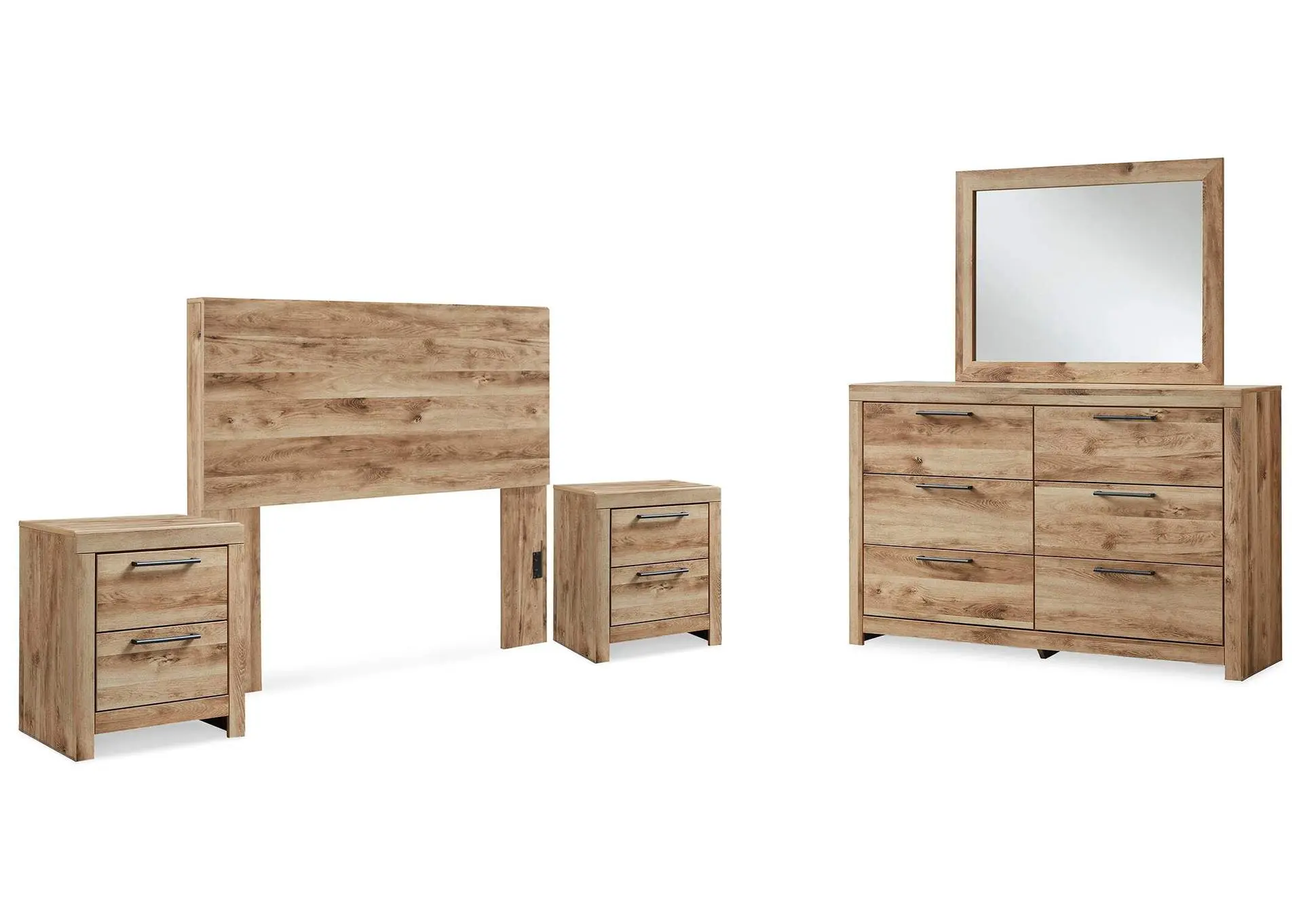Hyanna Full Panel Headboard, Dresser, Mirror and 2 Nightstands