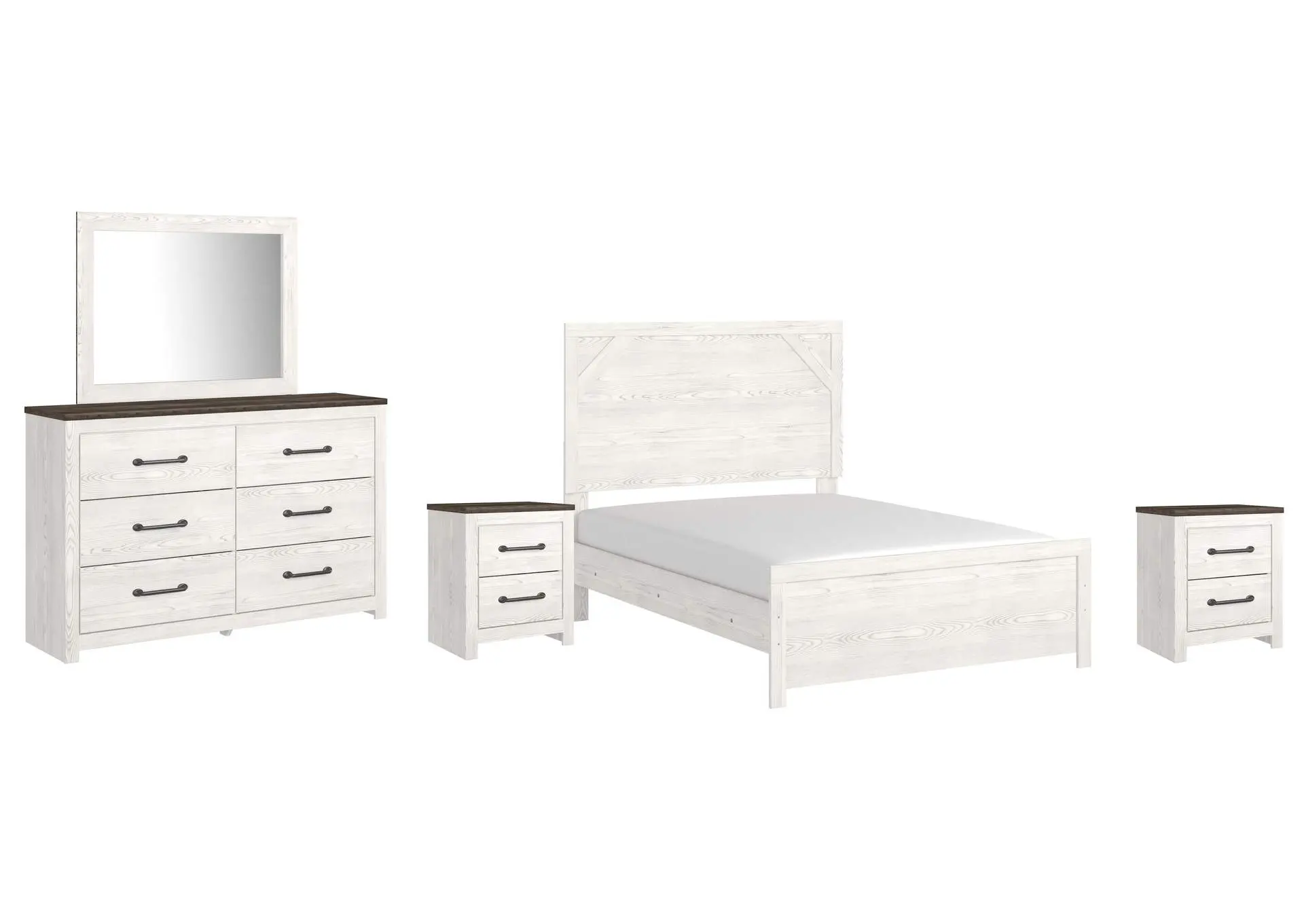 Gerridan Full Panel Bed with Mirrored Dresser and 2 Nightstands