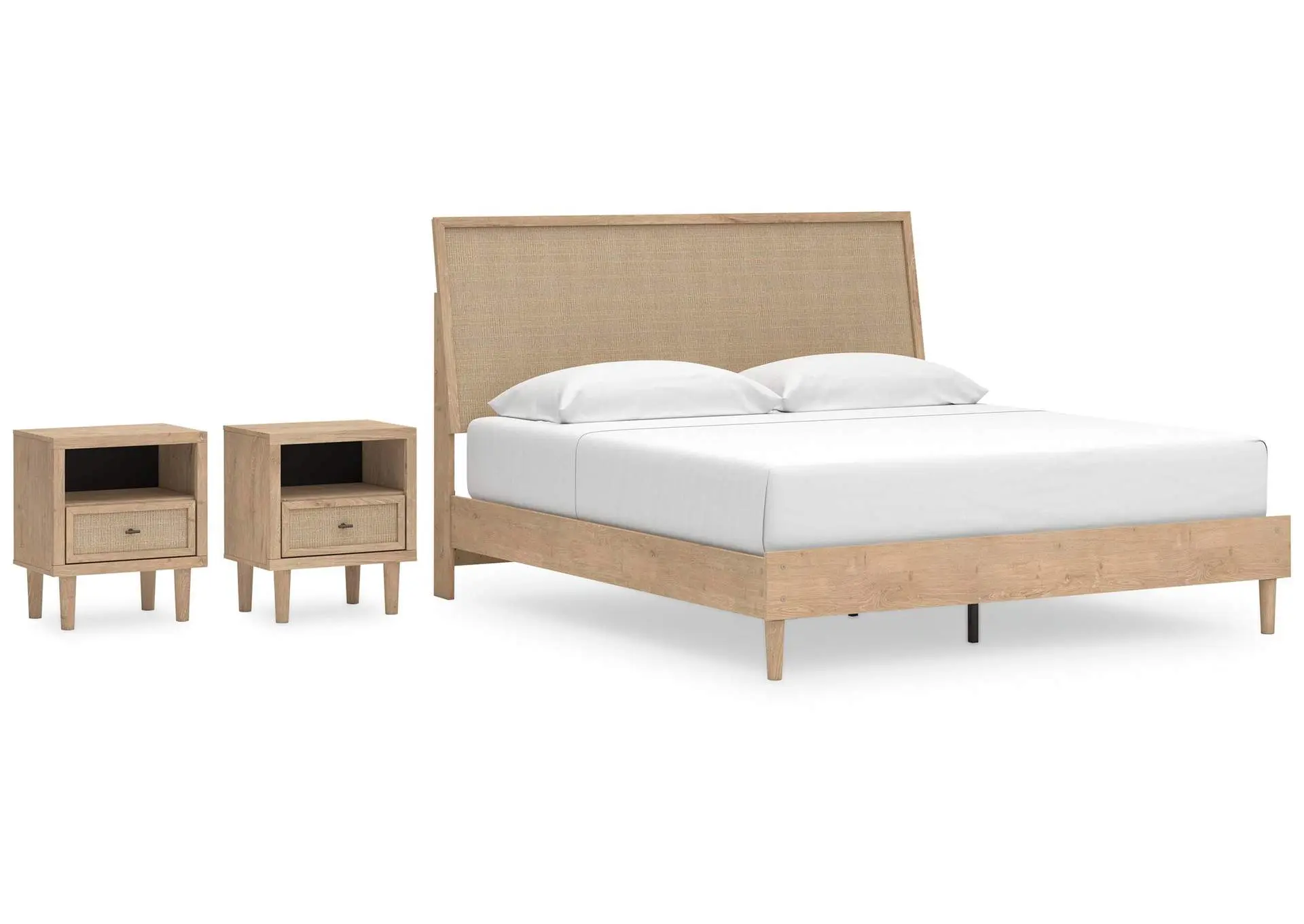 Cielden King Panel Bed with 2 Nightstands