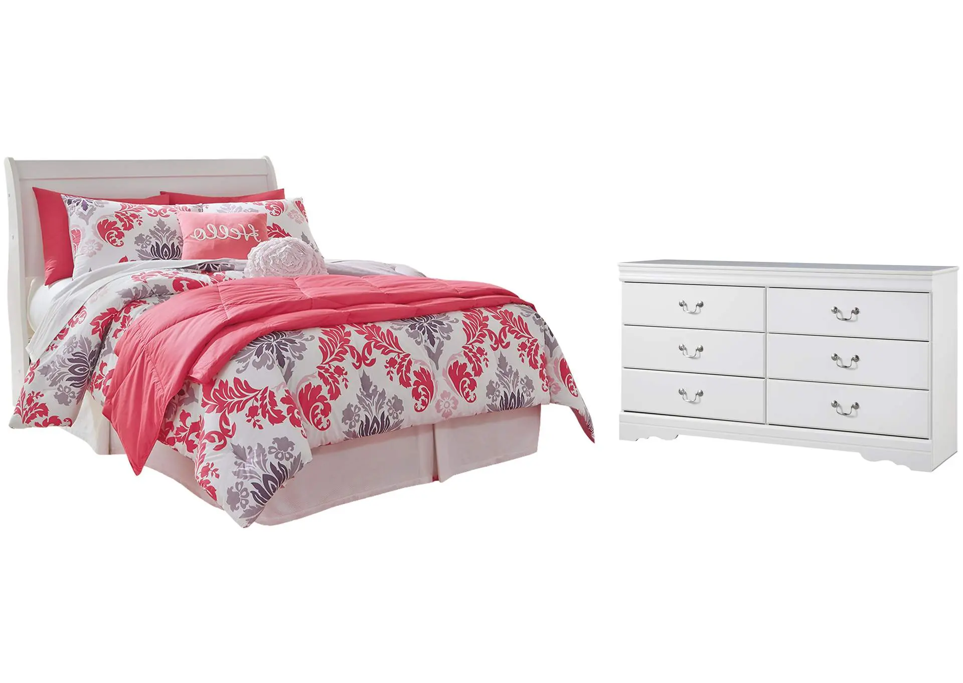 Anarasia Full Sleigh Headboard Bed with Dresser