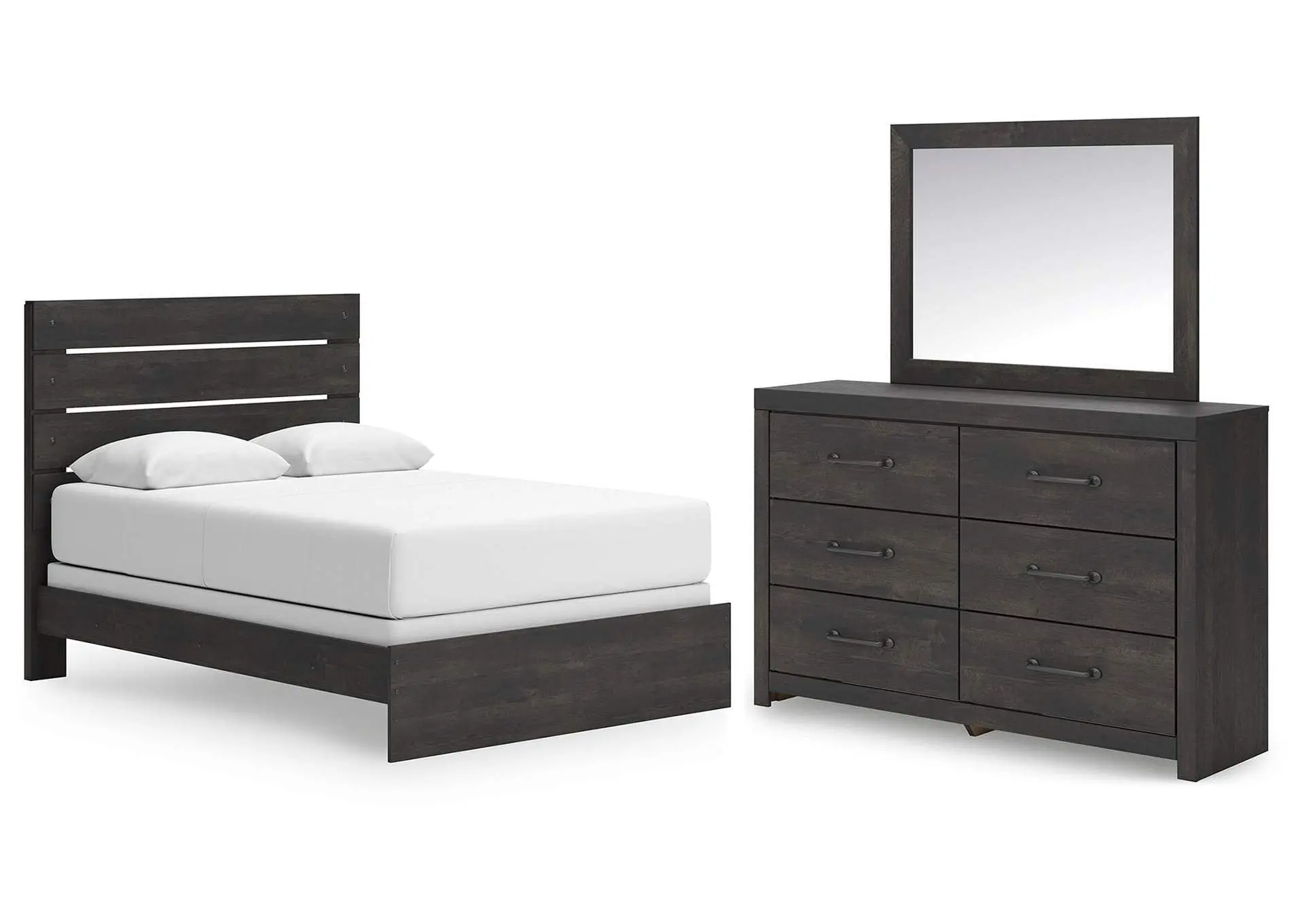 Delmorta Queen Panel Bed, Dresser and Mirror