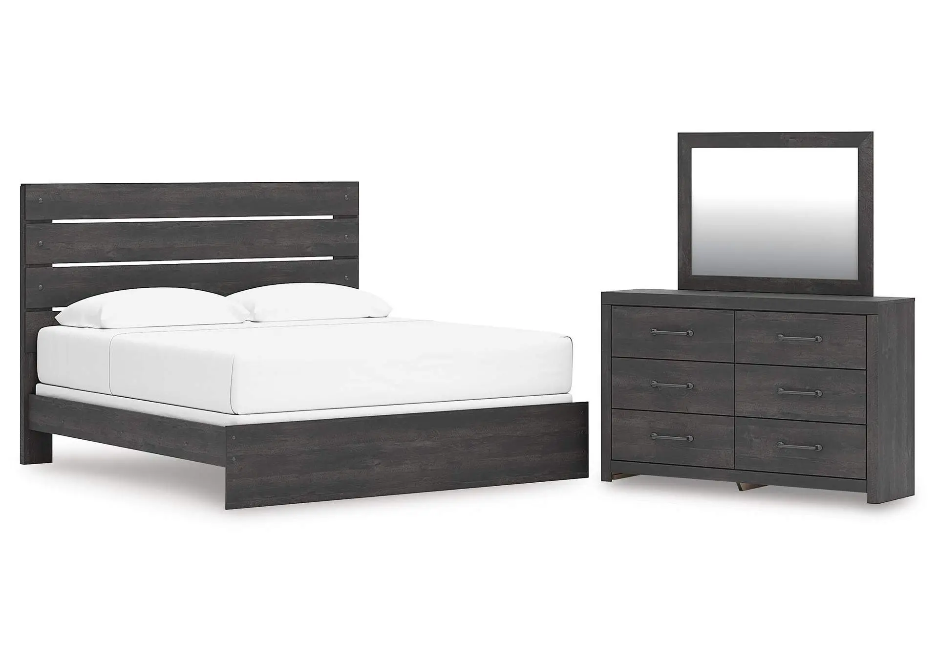 Delmorta King Panel Bed, Dresser and Mirror