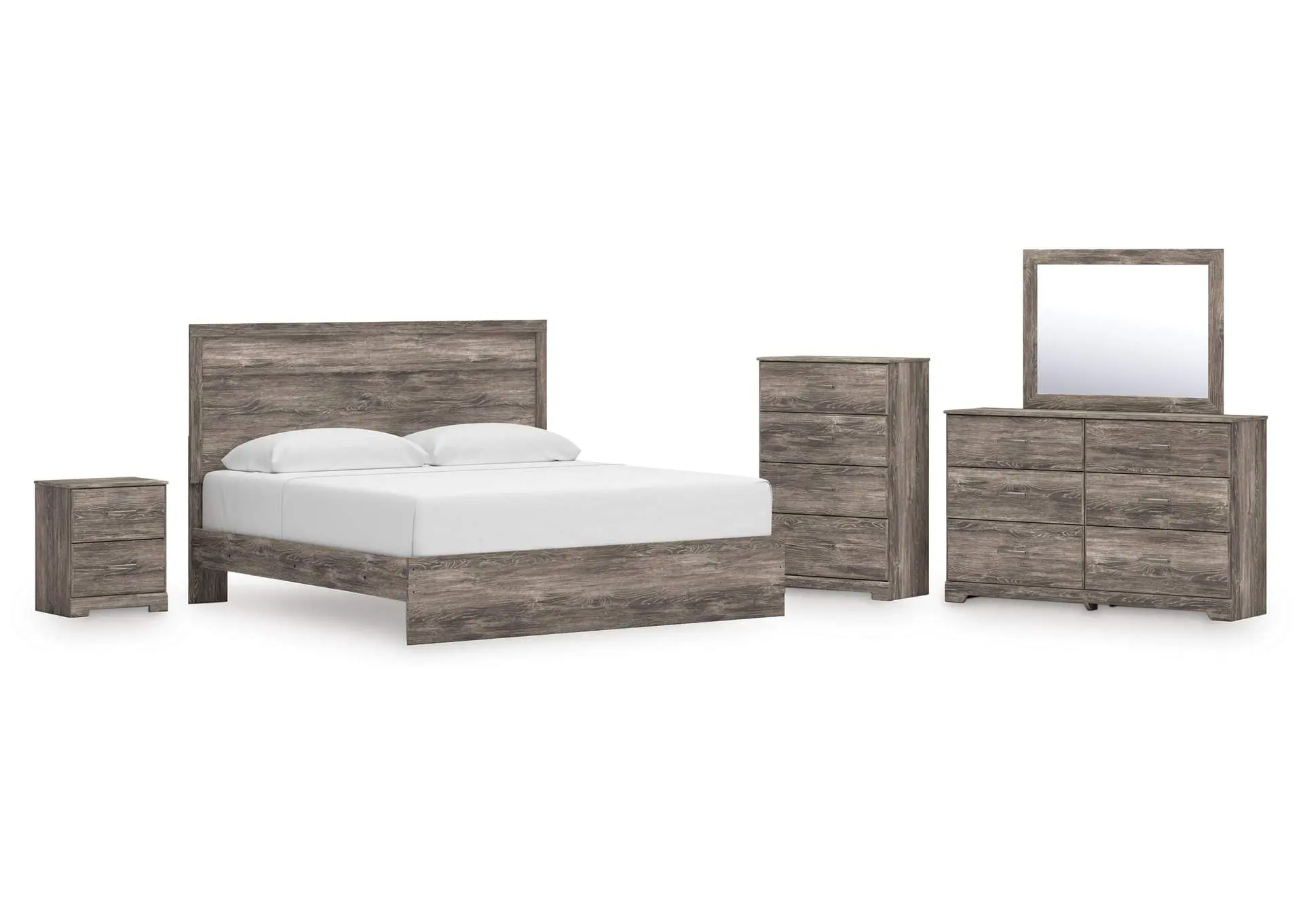 Ralinksi King Panel Bed, Dresser, Mirror, Chest and Nightstand