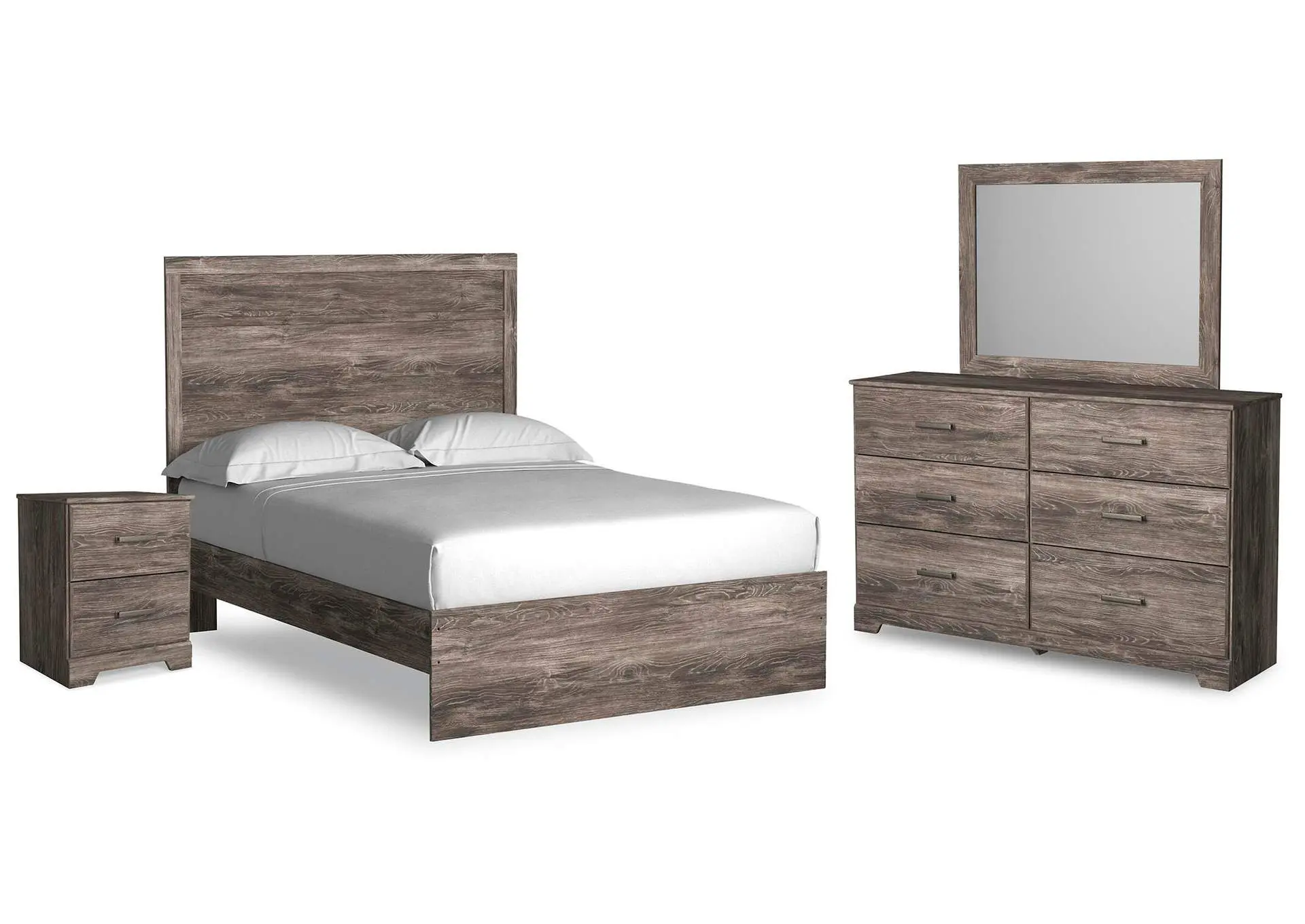 Ralinksi Full Panel Bed with Mirrored Dresser and Nightstand