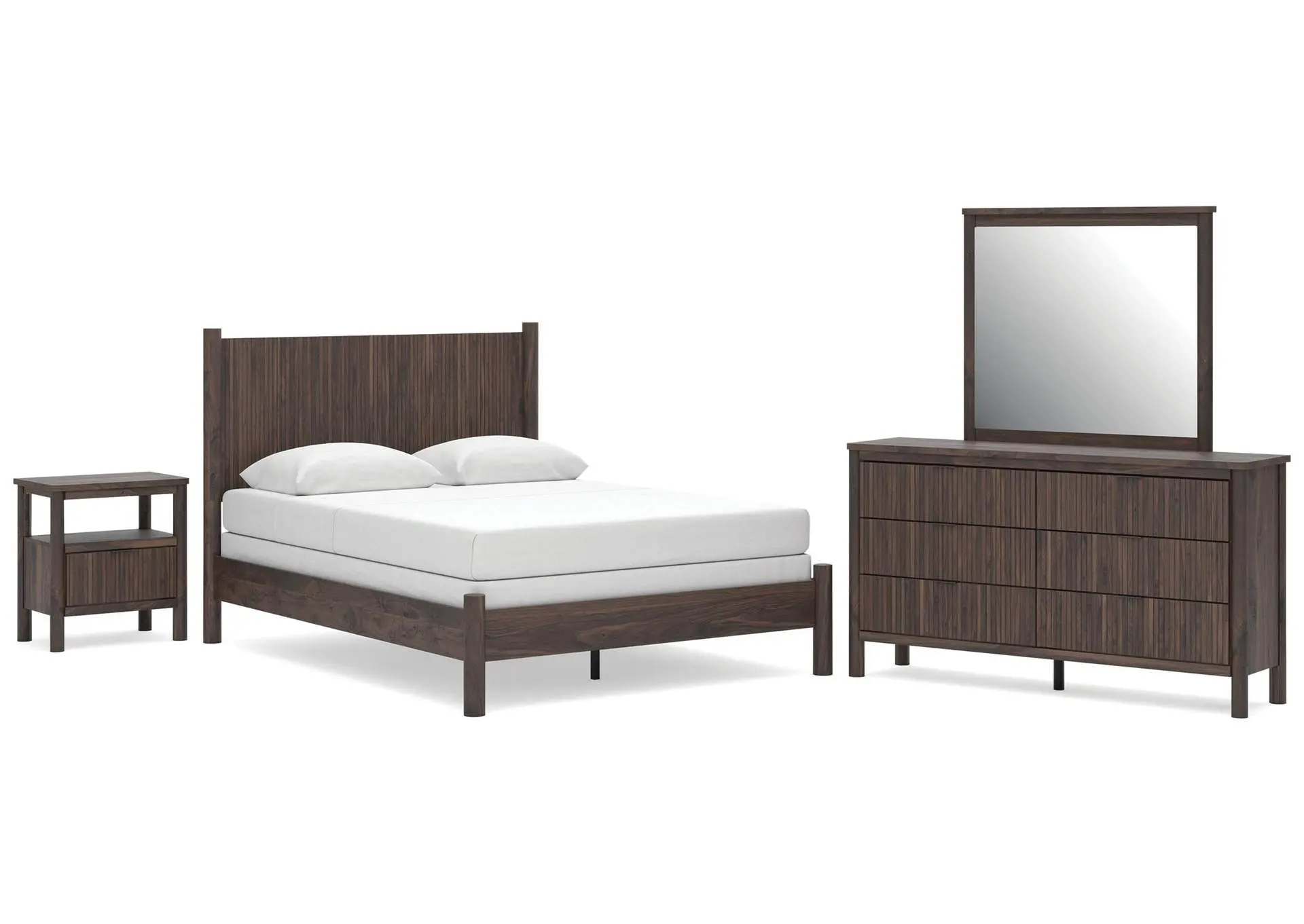 Cadmori Queen Panel Bed, Dresser, Mirror and Nightstand