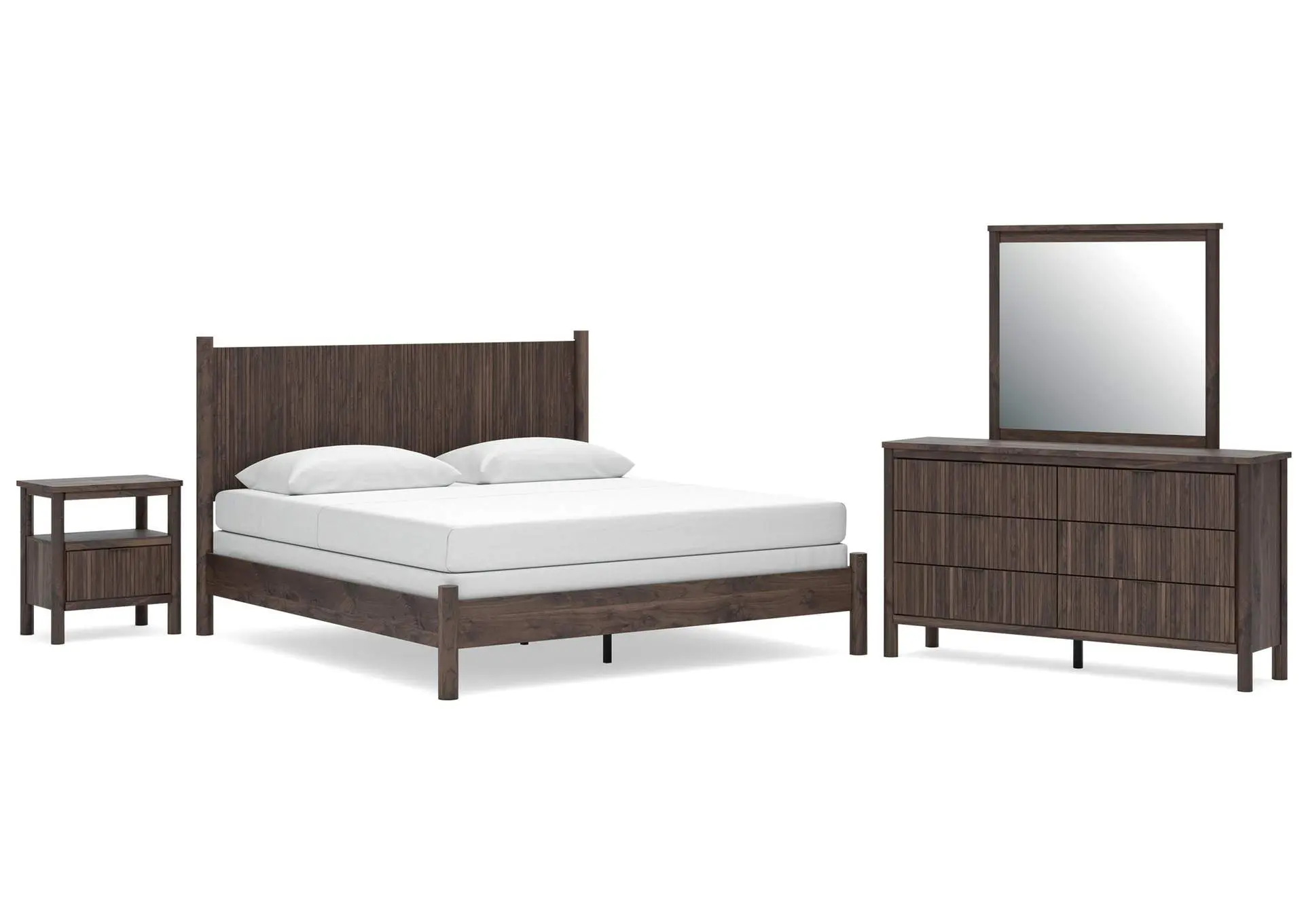 Cadmori King Panel Bed, Dresser, Mirror and Nightstand