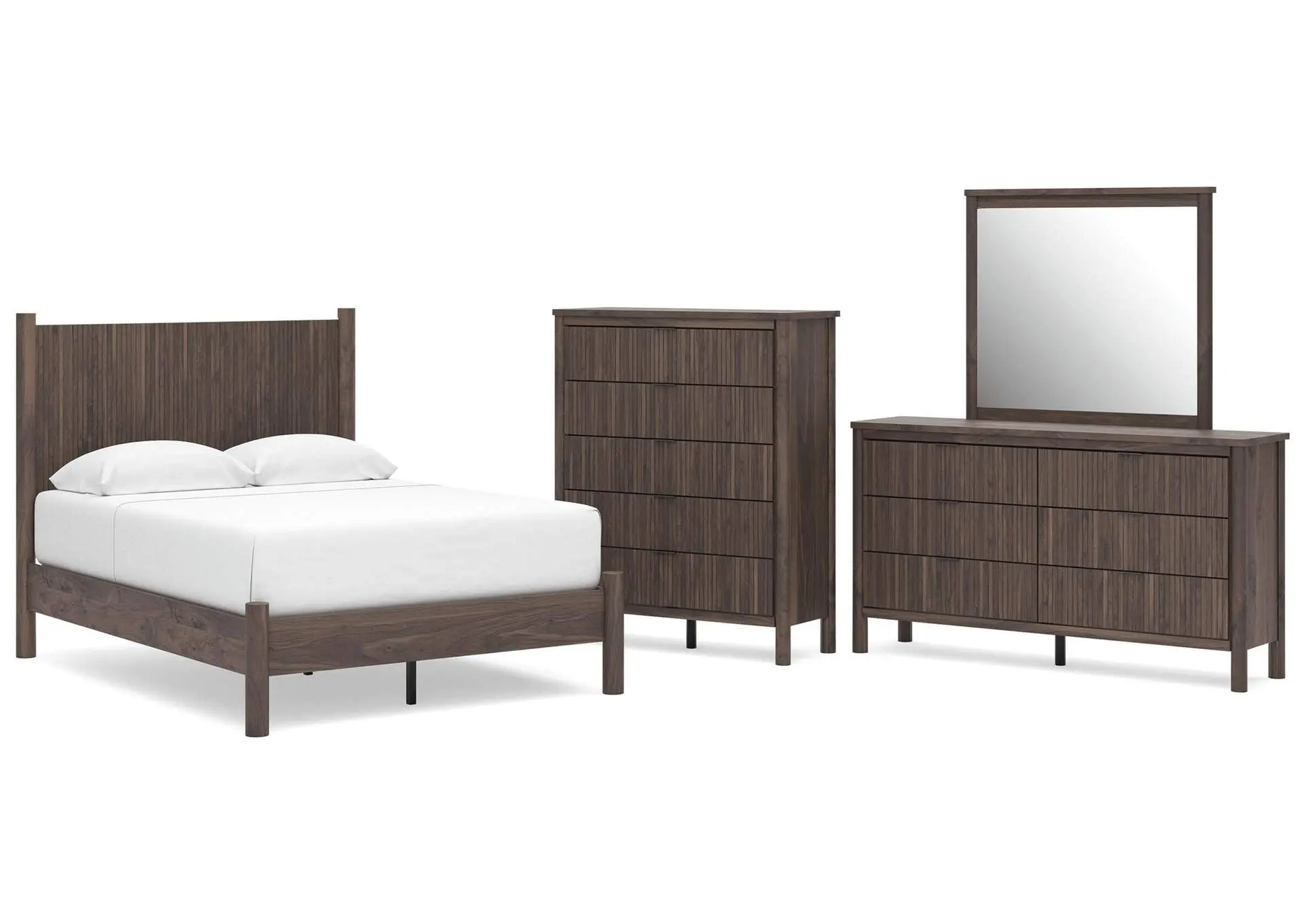 Cadmori Full Panel Platform Bed, Dresser, Mirror and Chest