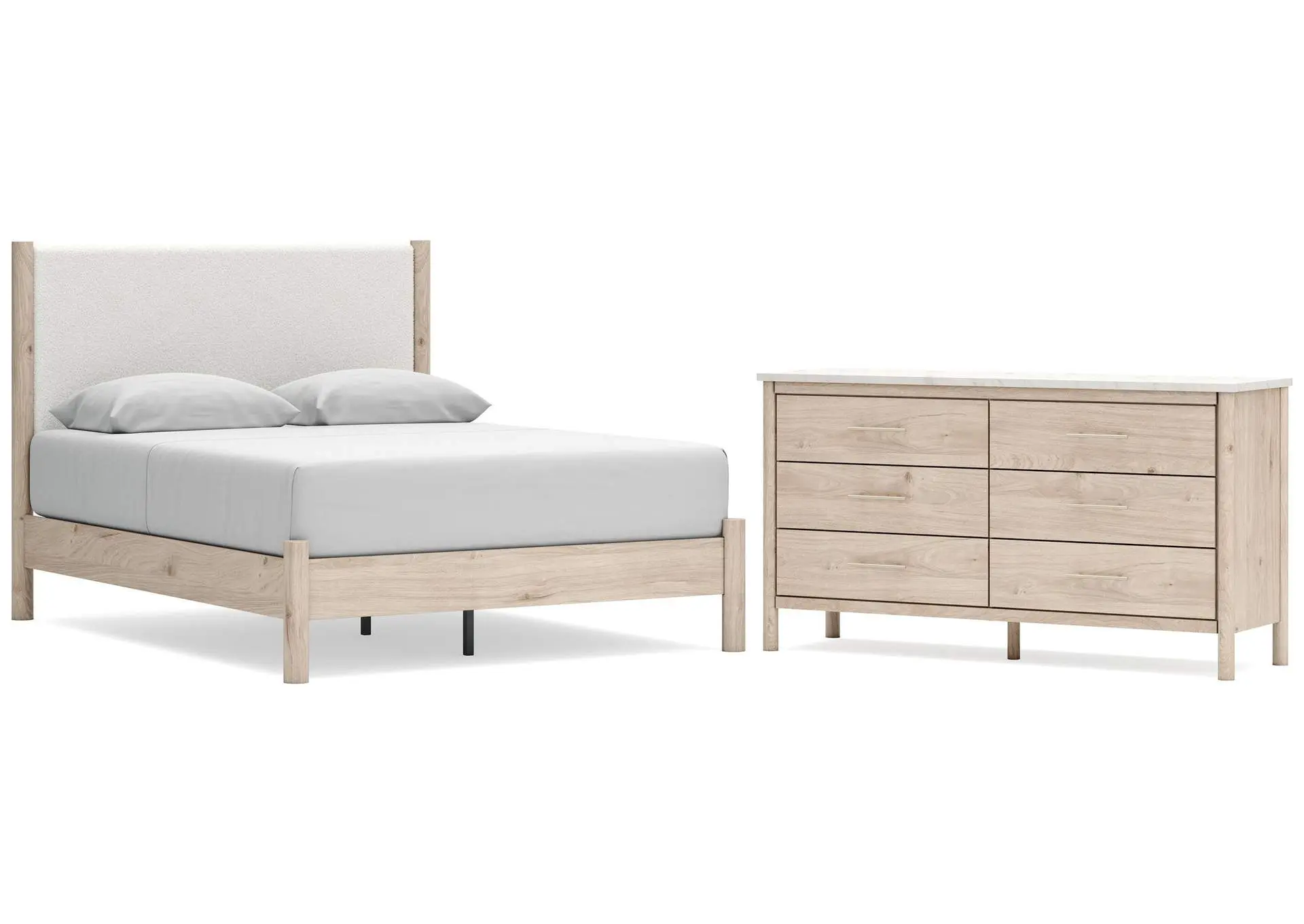 Cadmori Queen Upholstered Panel Bed with Dresser