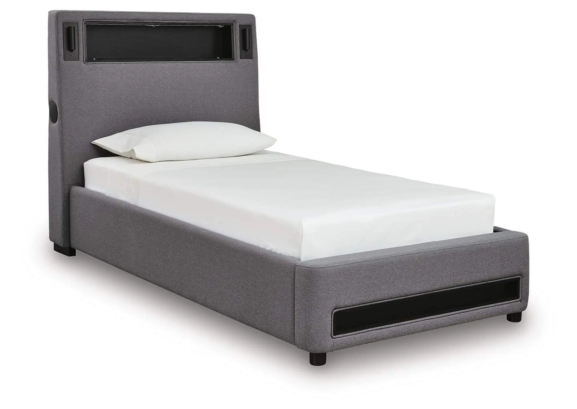 Finigale Twin Upholstered Bed with Wireless Audio