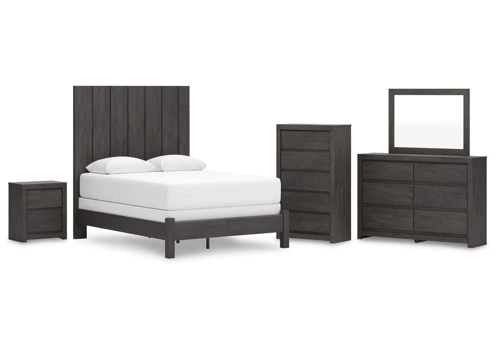 Parlayon Queen Panel Bed, Dresser, Mirror, Chest and Nightstand