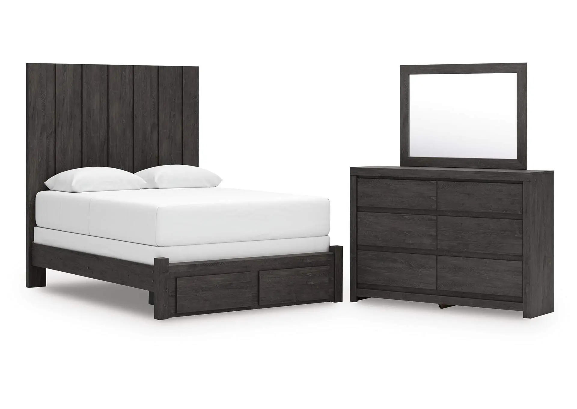 Parlayon Queen Panel Storage Bed, Dresser and Mirror
