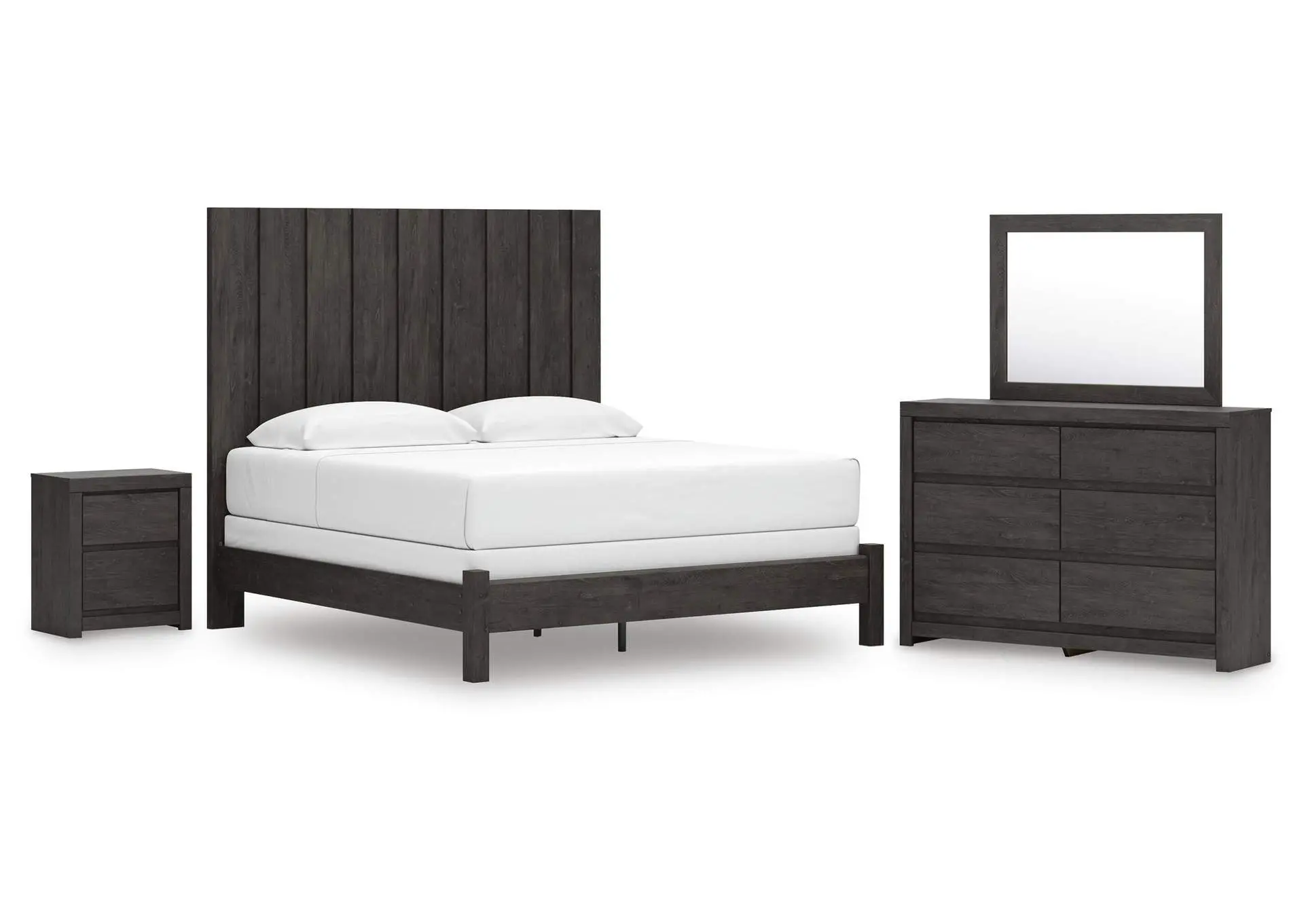Parlayon King Panel Bed, Dresser, Mirror and Nightstand